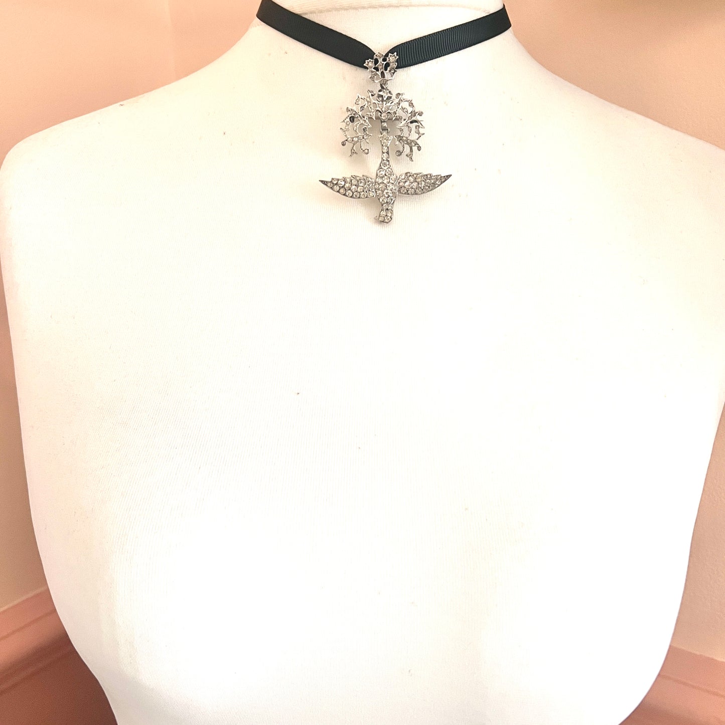 Antique French Silver Paste Saint Esprit Dove Pendant/Brooch