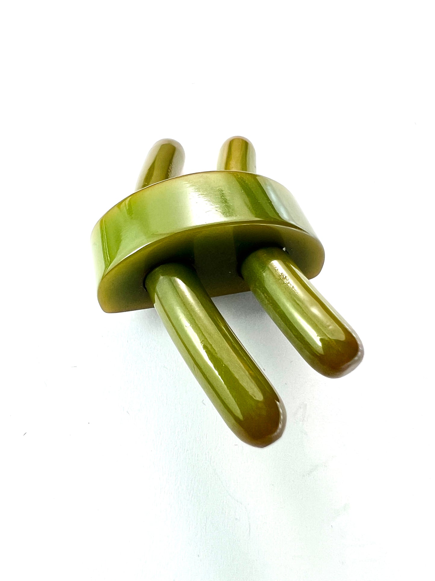 Art Deco Apple Juice Olive Green Bakelite Brooch