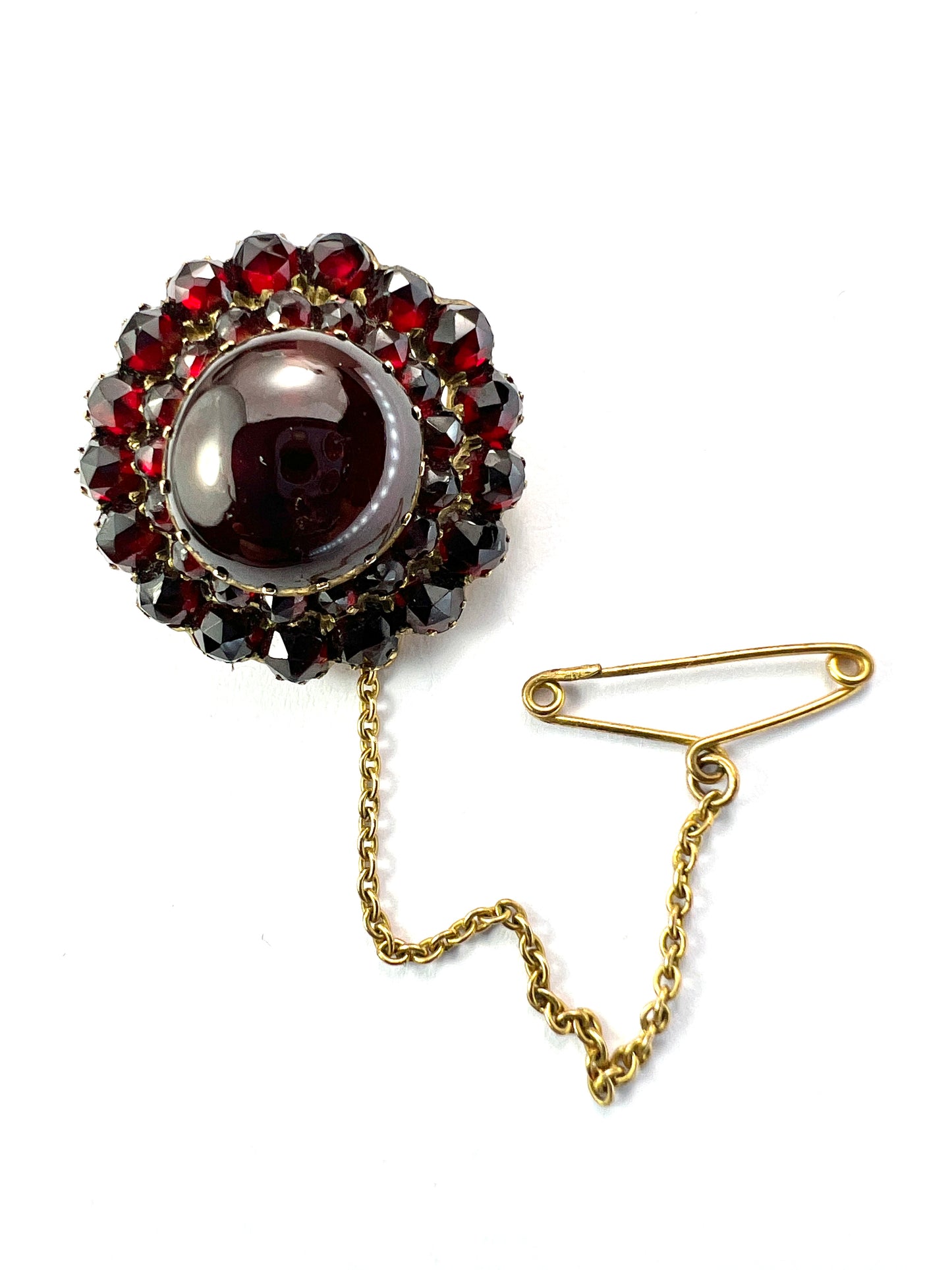 Victorian Bohemian Garnet Cluster Brooch