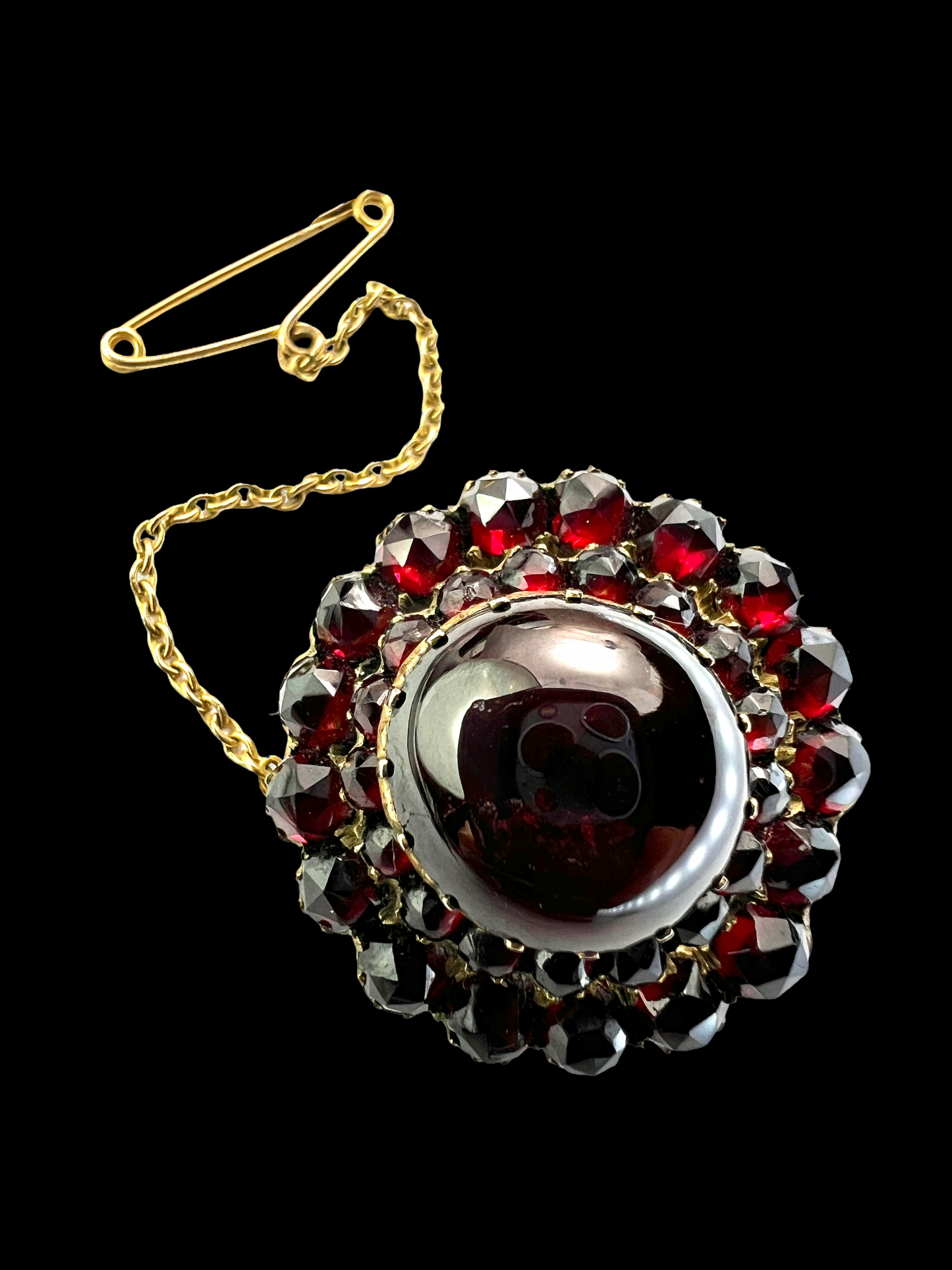 Victorian Bohemian Garnet Cluster Brooch