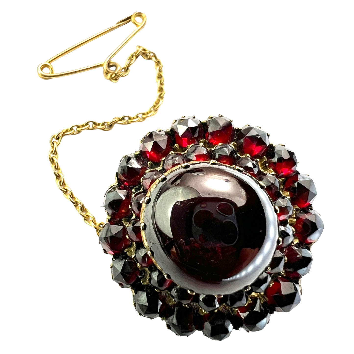 Victorian Bohemian Garnet Cluster Brooch