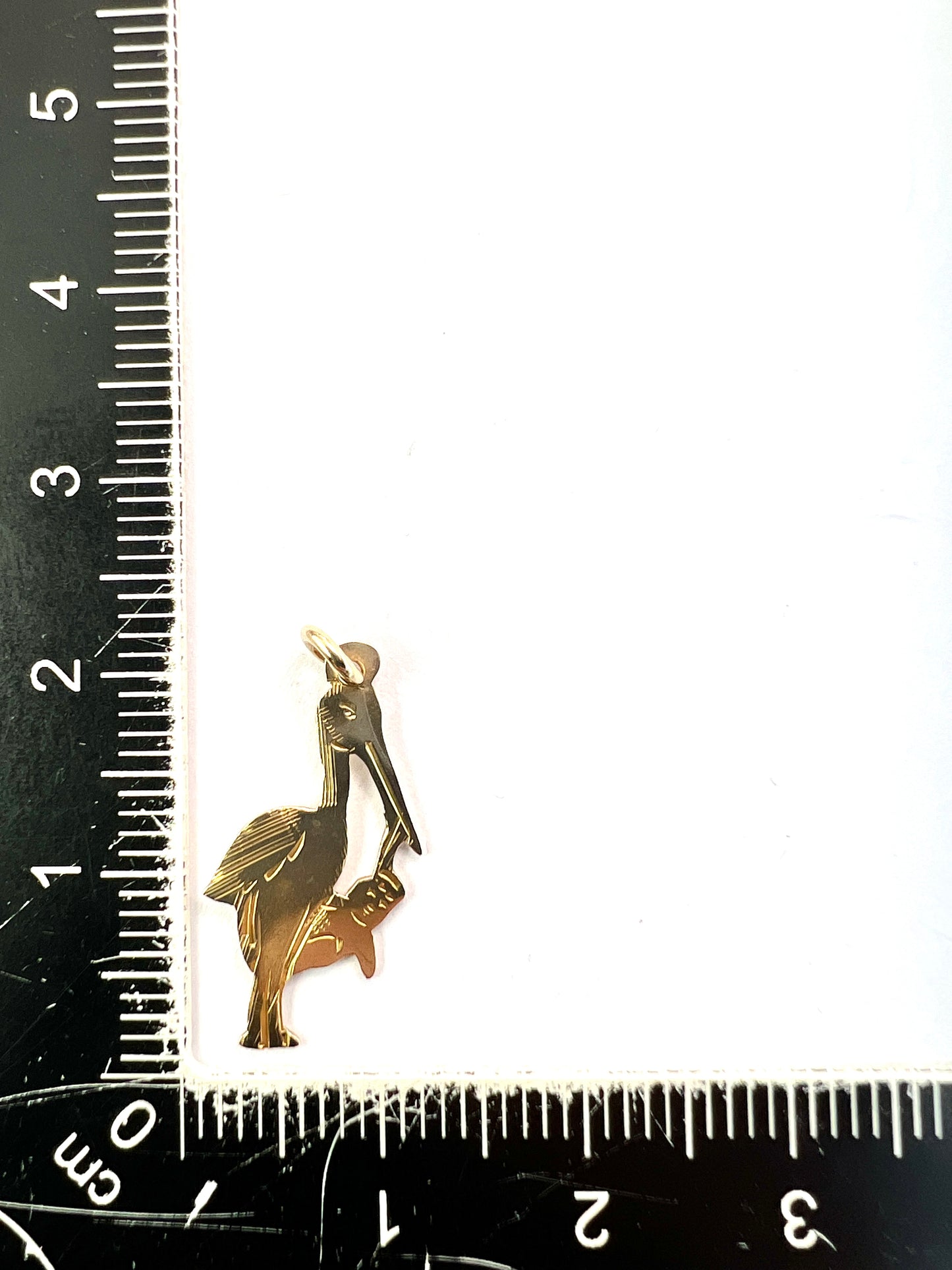 Vintage 9CT Gold Stork and Baby Charm Pendant