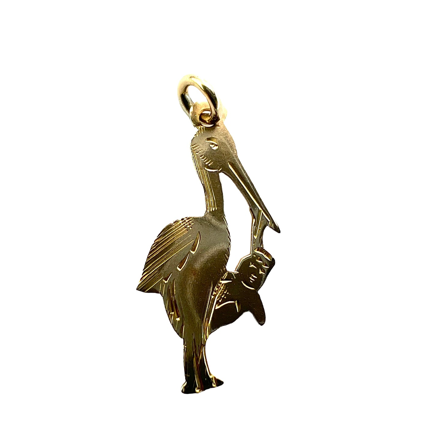 Vintage 9CT Gold Stork and Baby Charm Pendant
