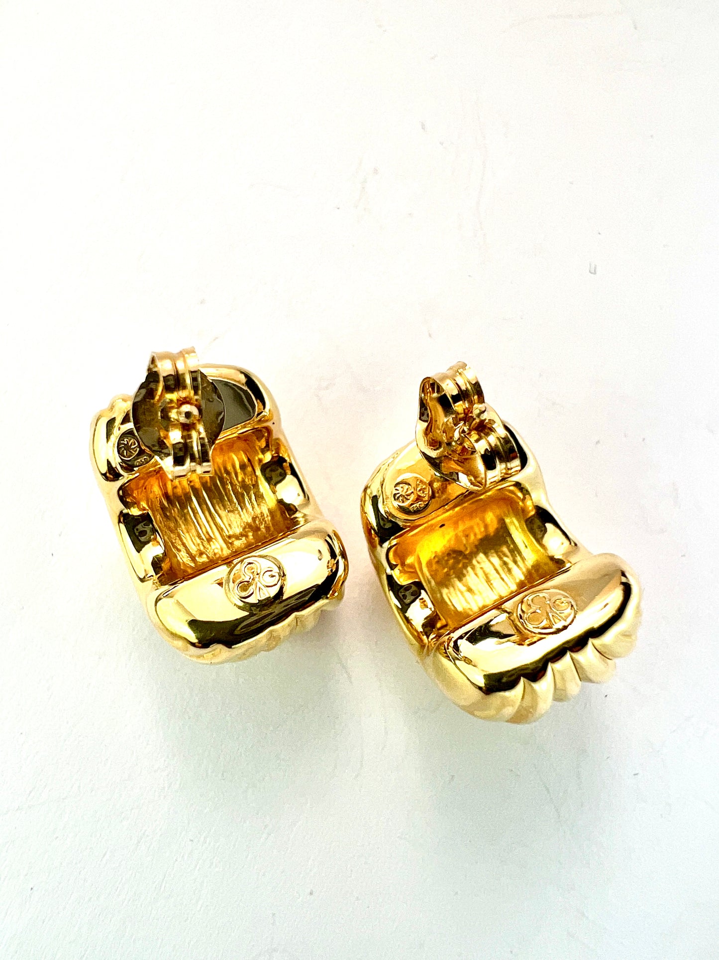 Vintage Italian 18CT Gold Chunky Half Hoop Earrings