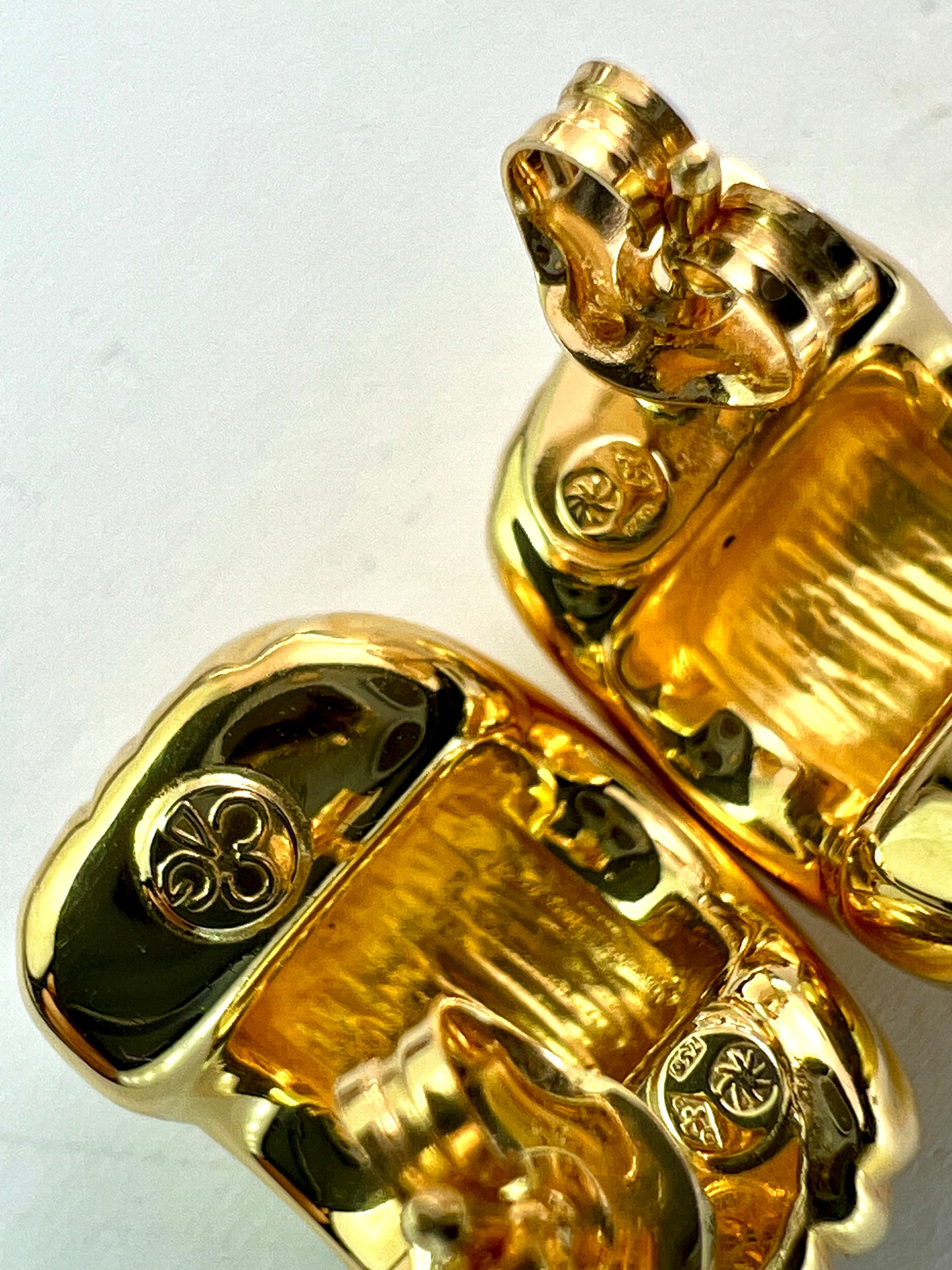 Vintage Italian 18CT Gold Chunky Half Hoop Earrings