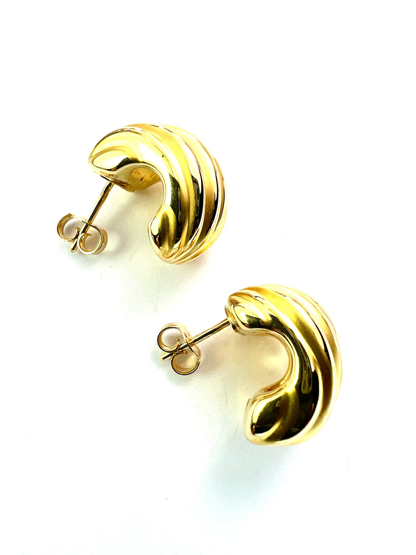 Vintage Italian 18CT Gold Chunky Half Hoop Earrings