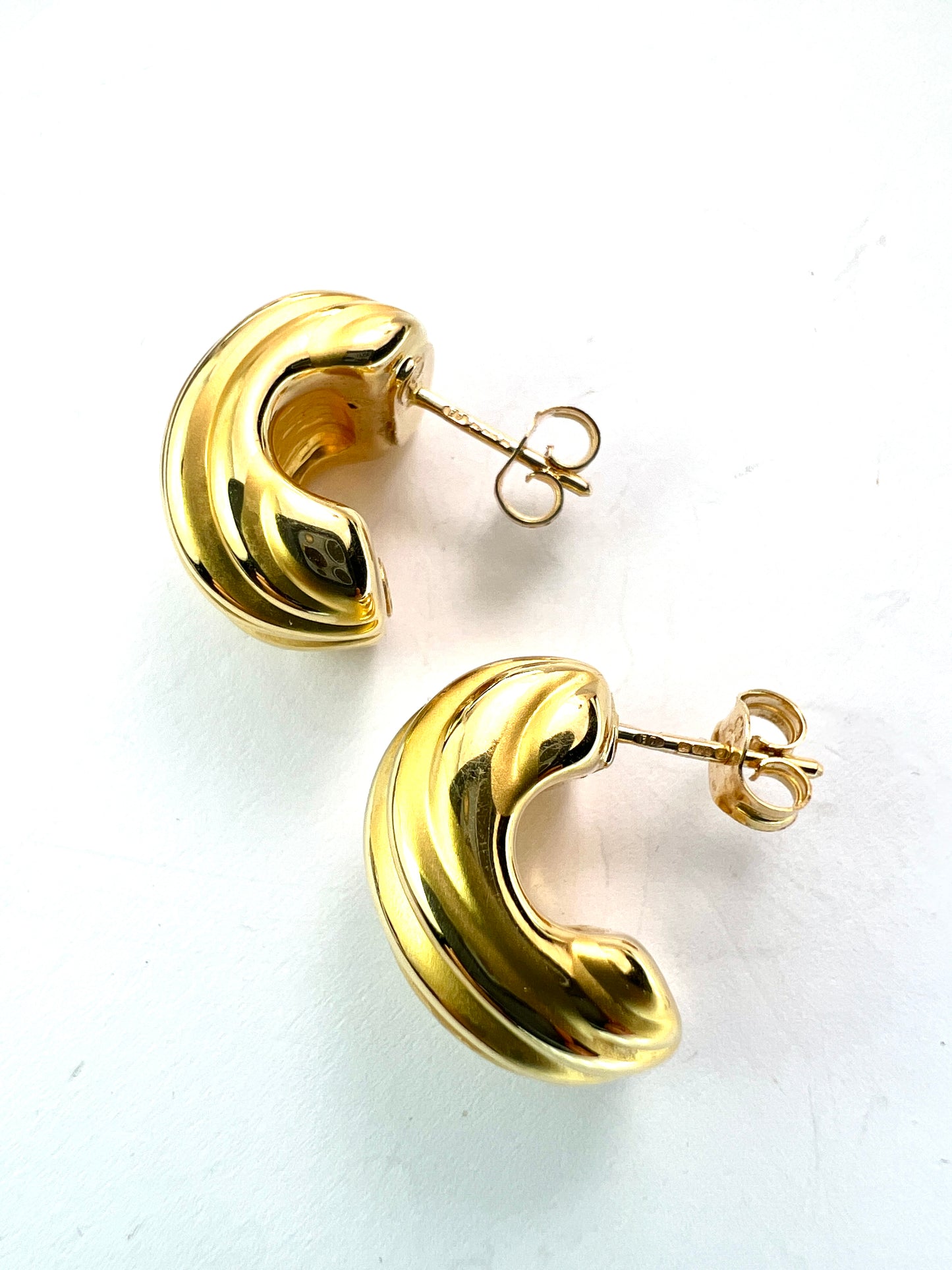 Vintage Italian 18CT Gold Chunky Half Hoop Earrings