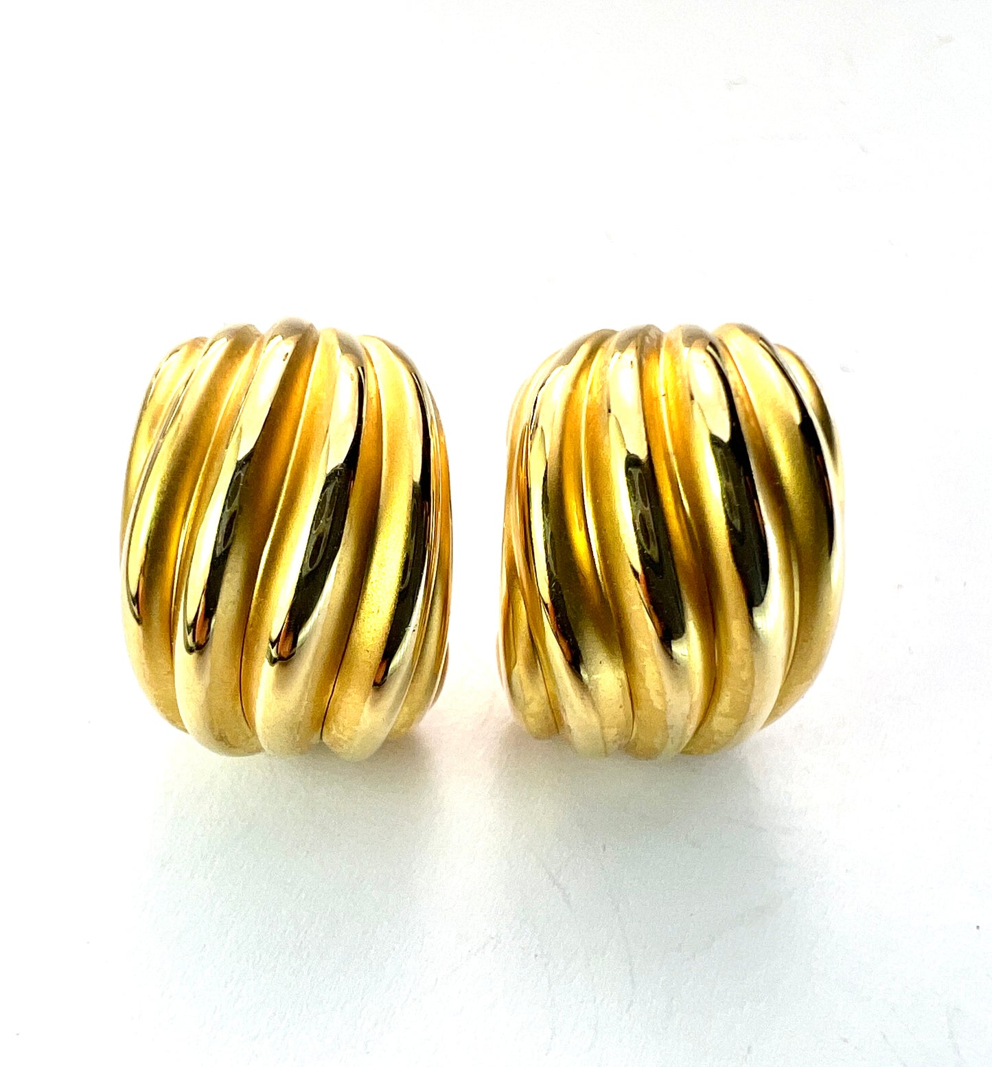 Vintage Italian 18CT Gold Chunky Half Hoop Earrings