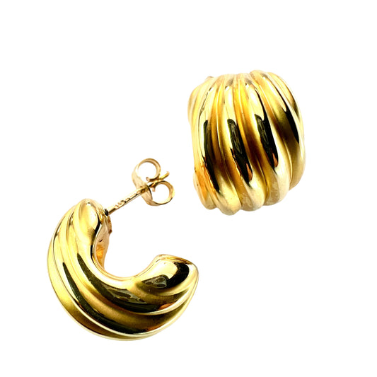 Vintage Italian 18CT Gold Chunky Half Hoop Earrings