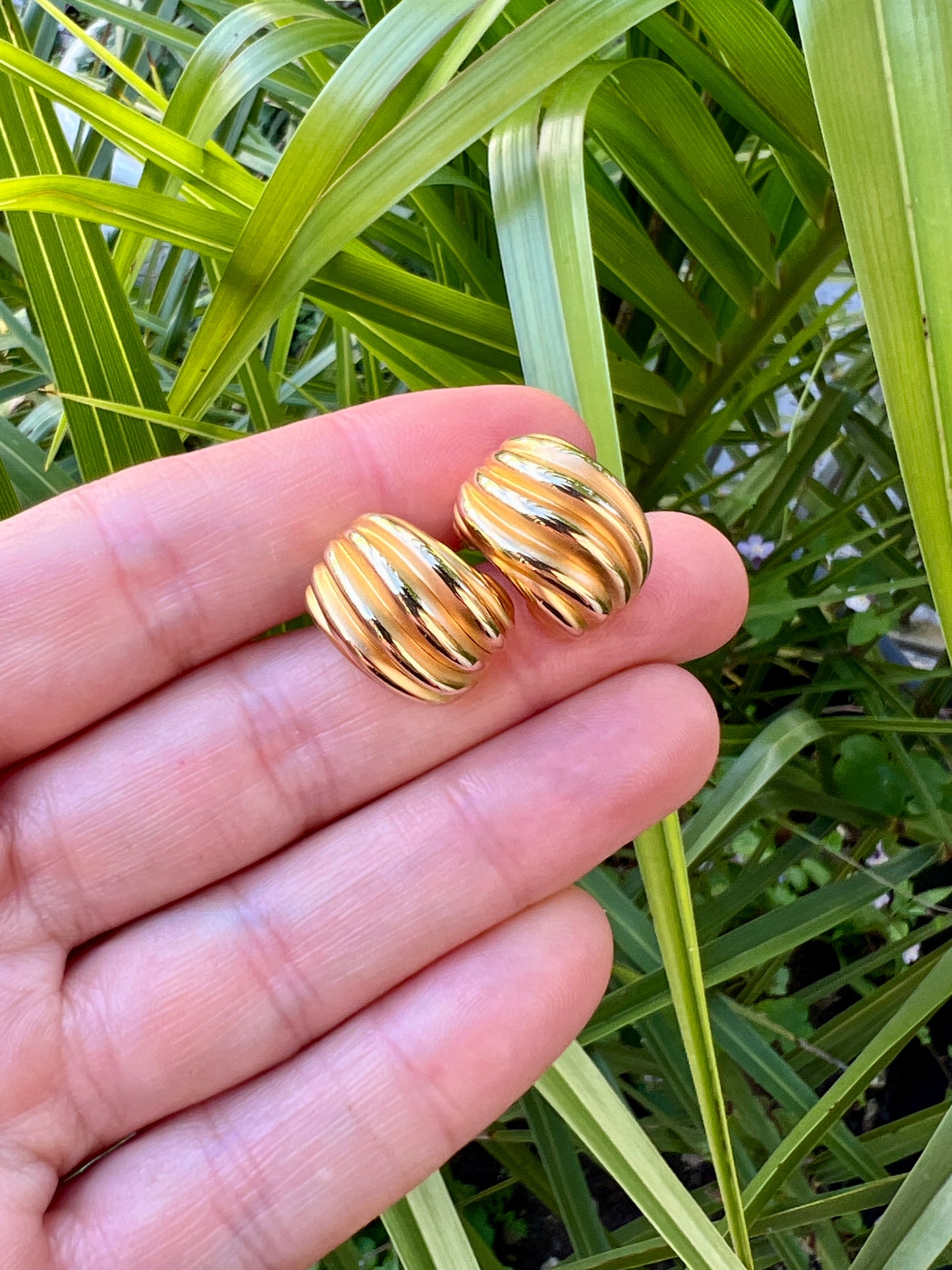 Vintage Italian 18CT Gold Chunky Half Hoop Earrings
