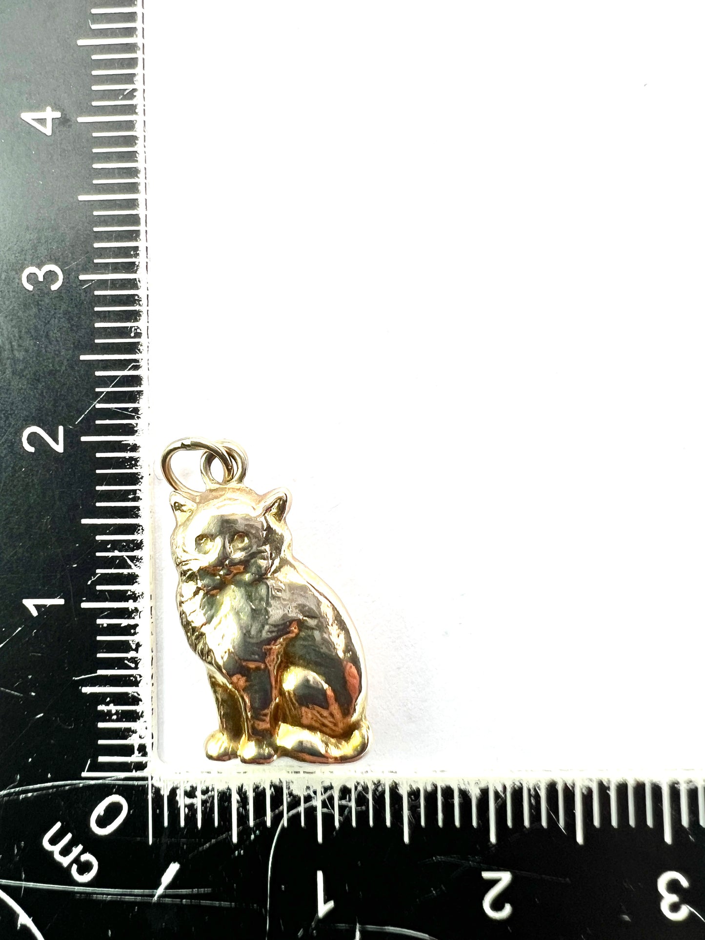 Vintage Solid 9CT Gold Cat Charm Pendant