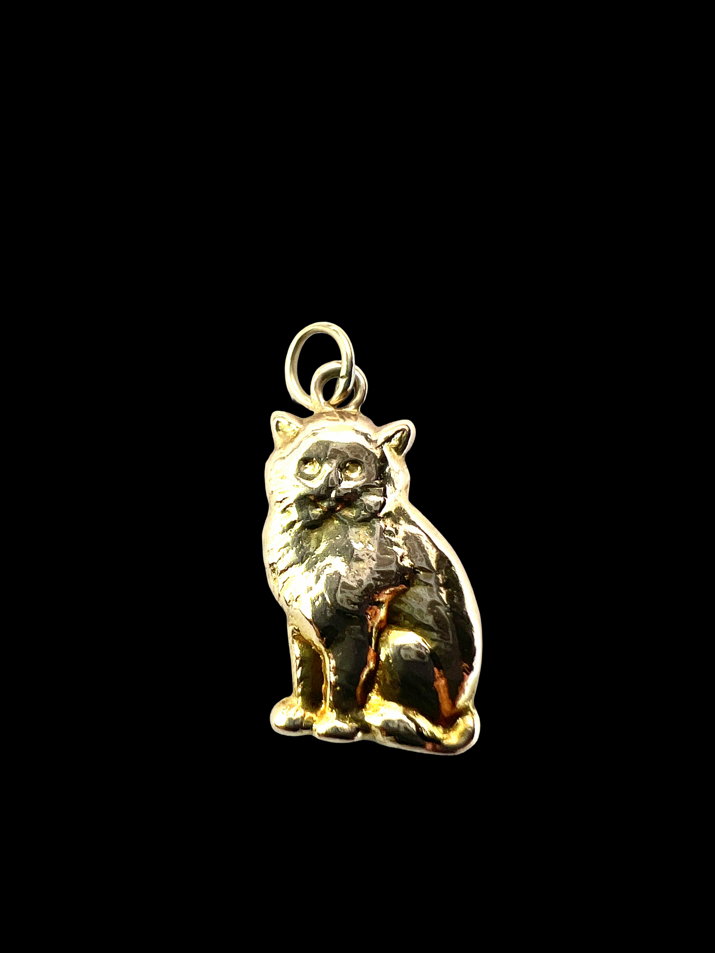 Vintage Solid 9CT Gold Cat Charm Pendant