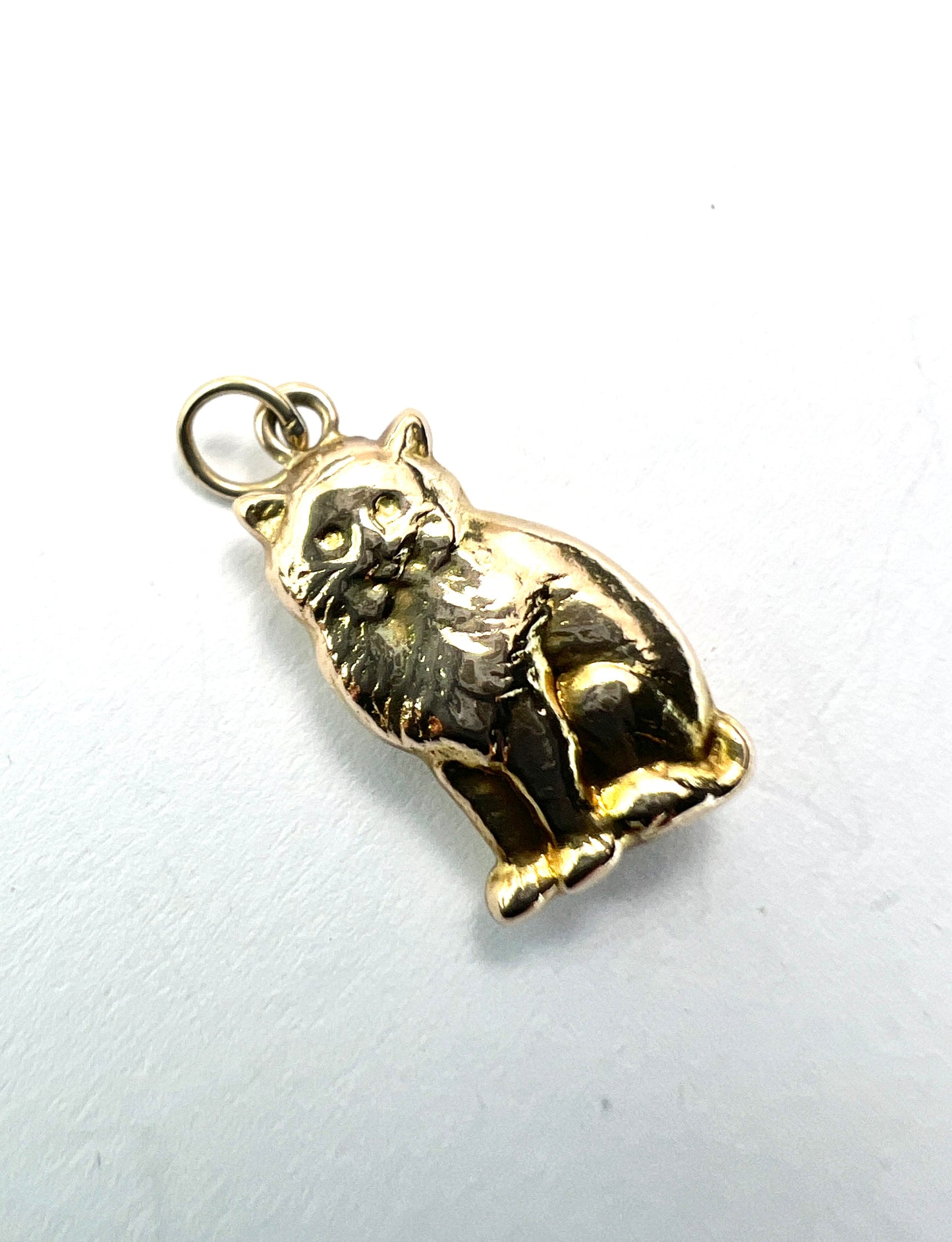 Vintage Solid 9CT Gold Cat Charm Pendant