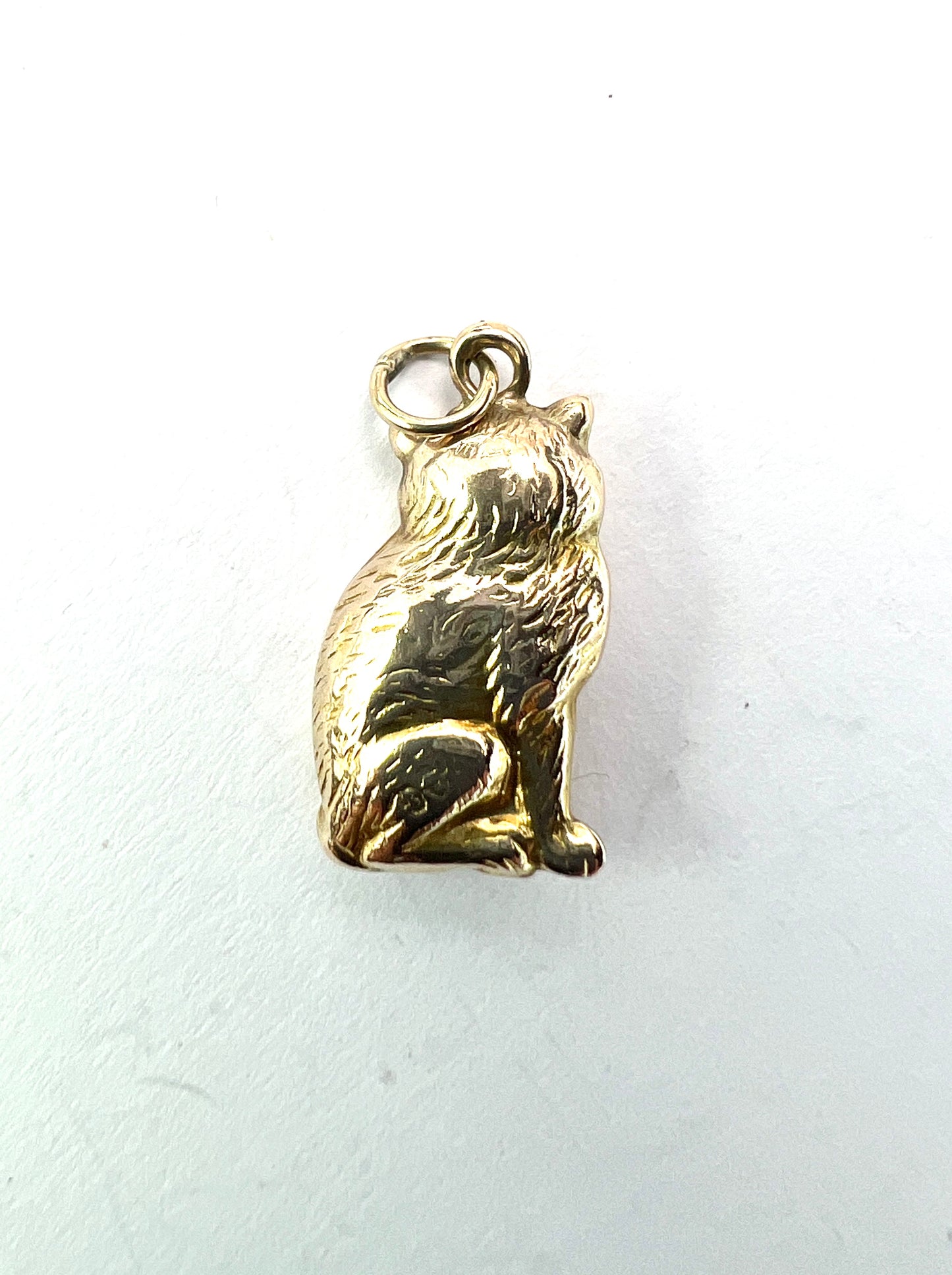 Vintage Solid 9CT Gold Cat Charm Pendant