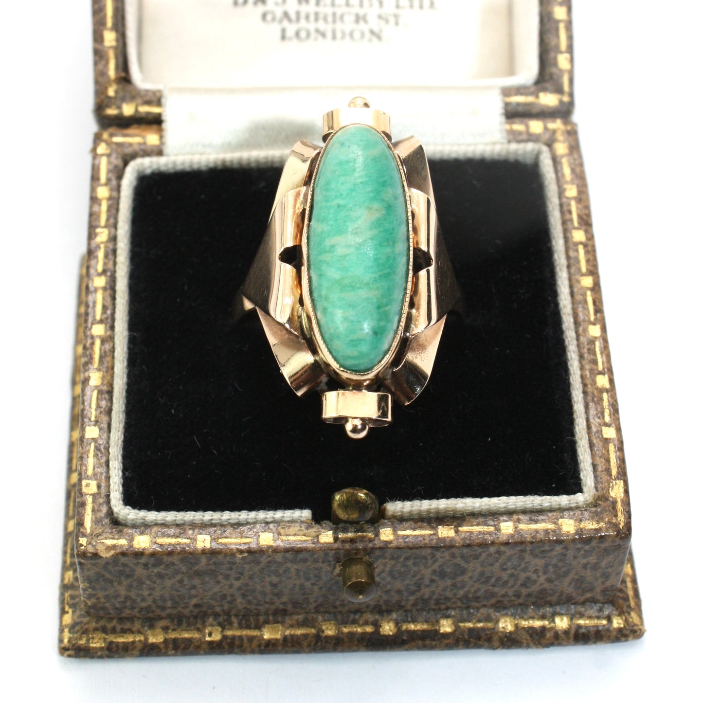 1940s Vintage Gold Aventurine Cocktail Ring