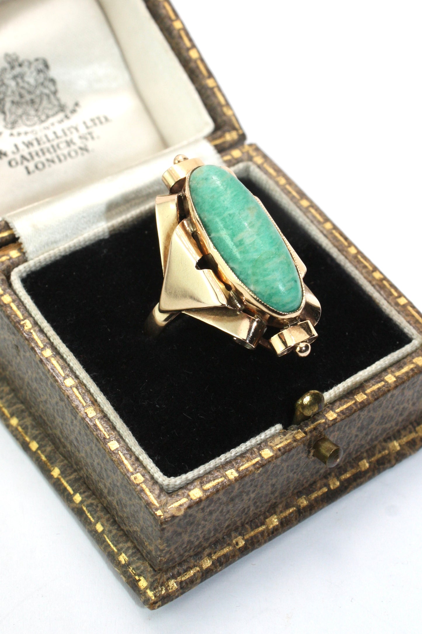 1940s Vintage Gold Aventurine Cocktail Ring