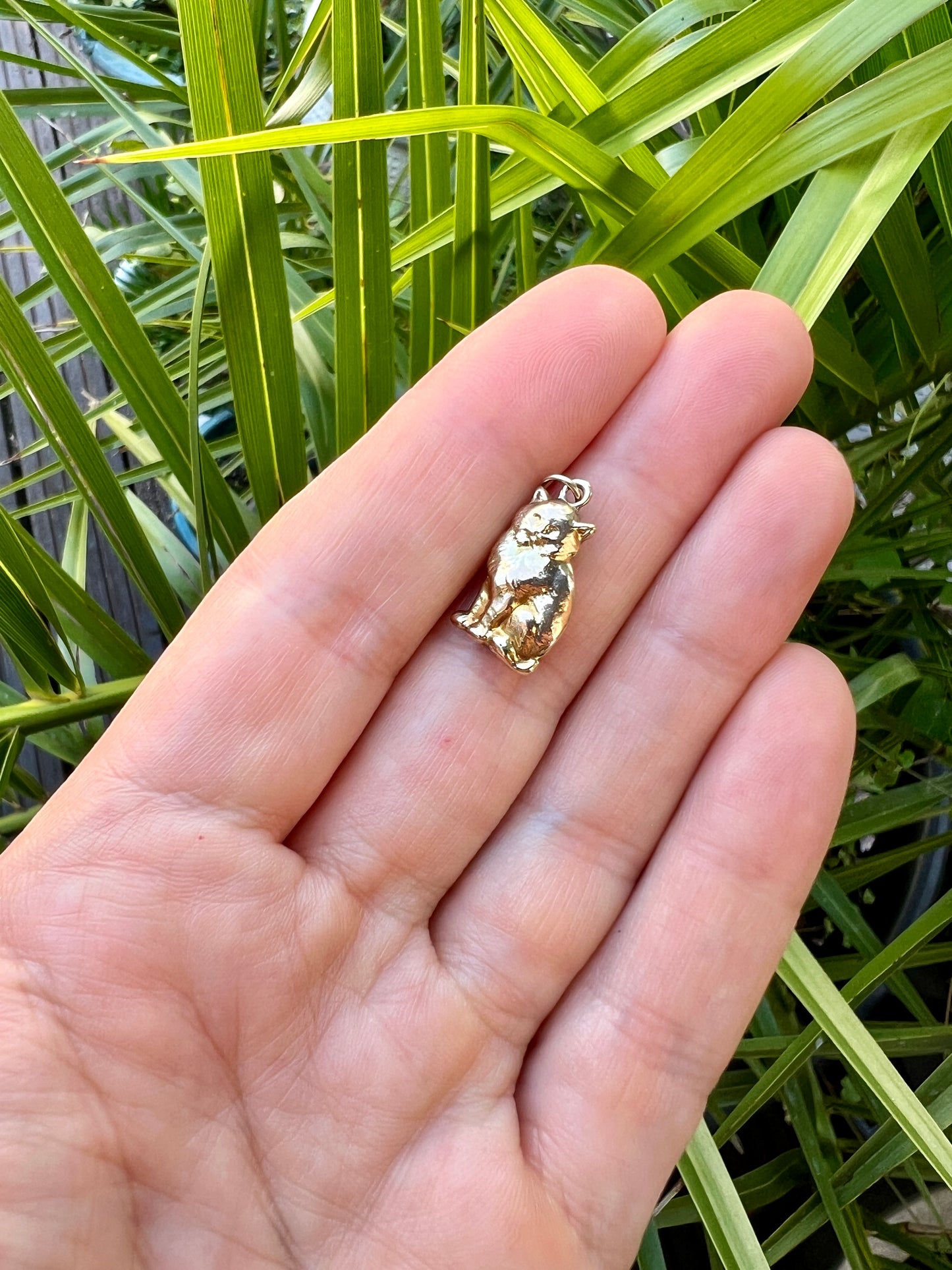 Vintage Solid 9CT Gold Cat Charm Pendant