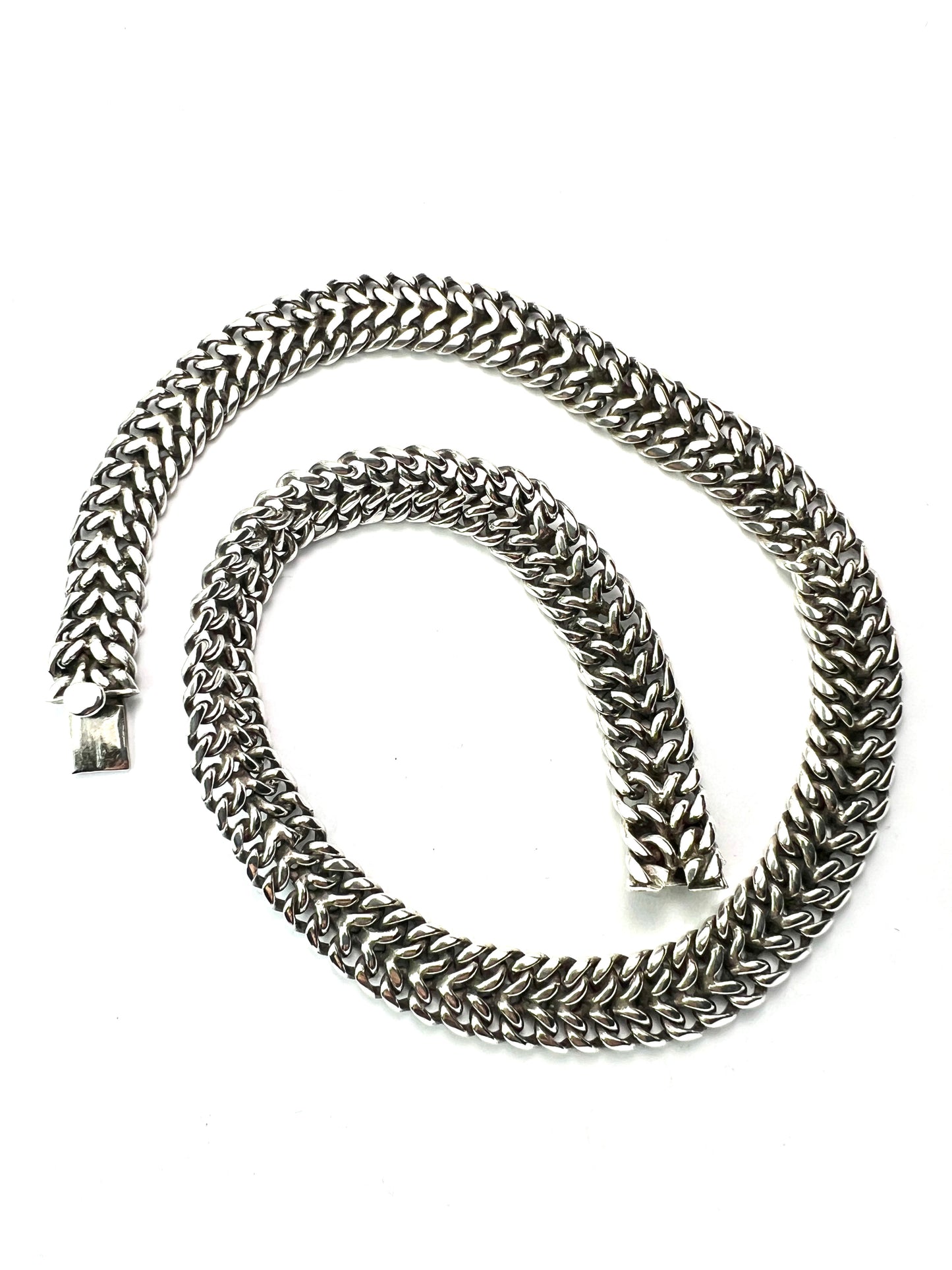 Vintage Taxco Woven Foxtail Silver Necklace