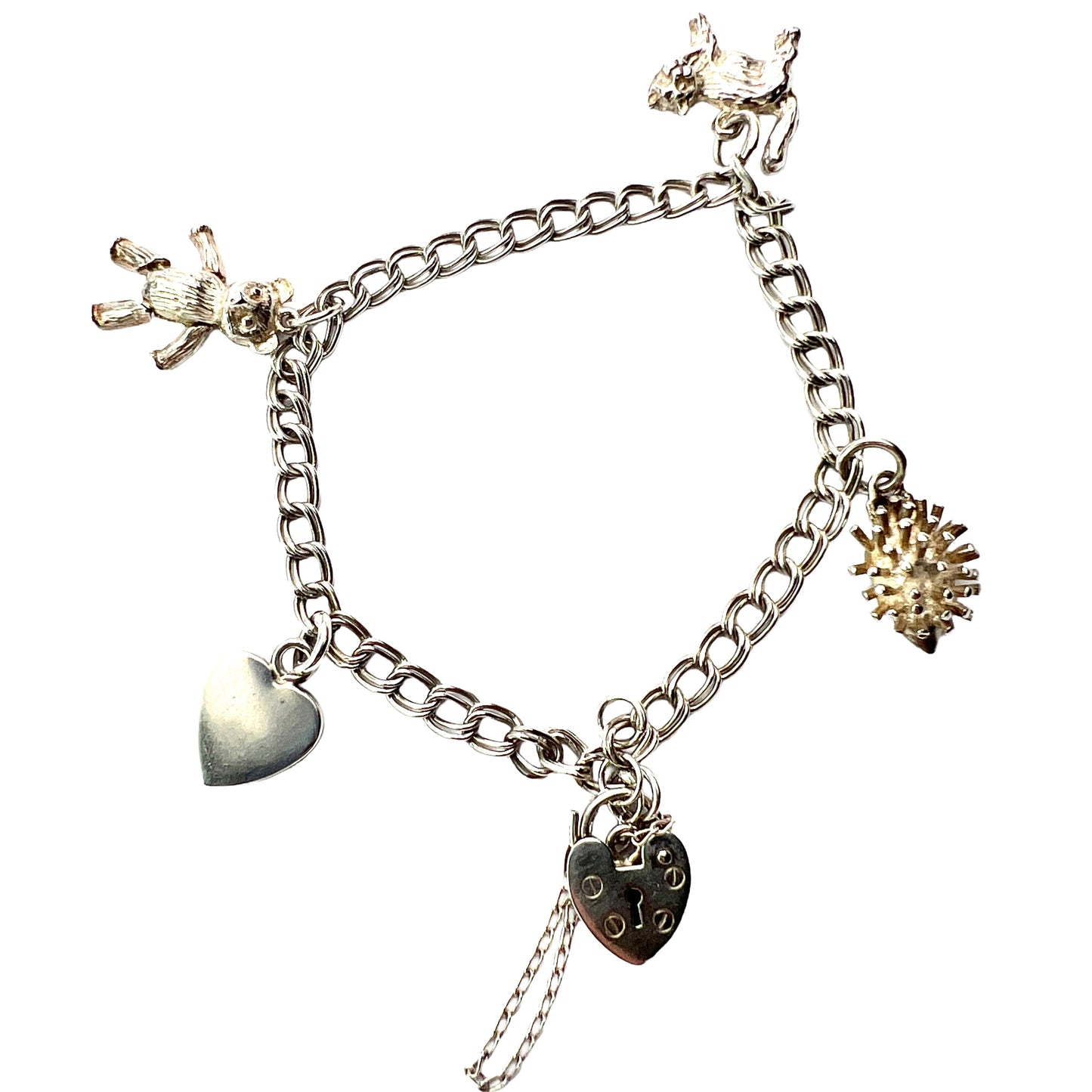 Vintage Sterling Silver Link Chain Padlock Bracelet