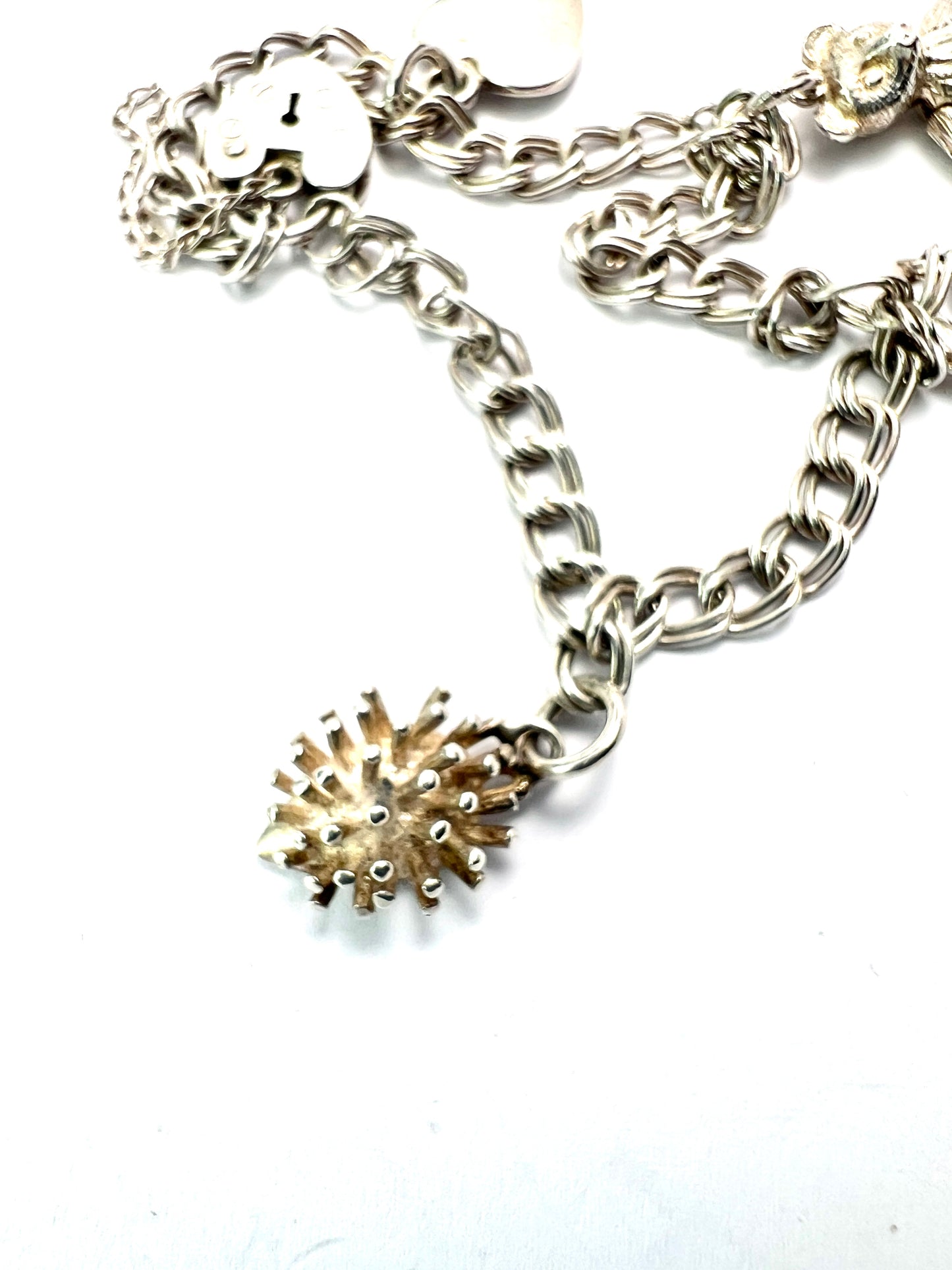 Vintage Sterling Silver Link Chain Padlock Bracelet