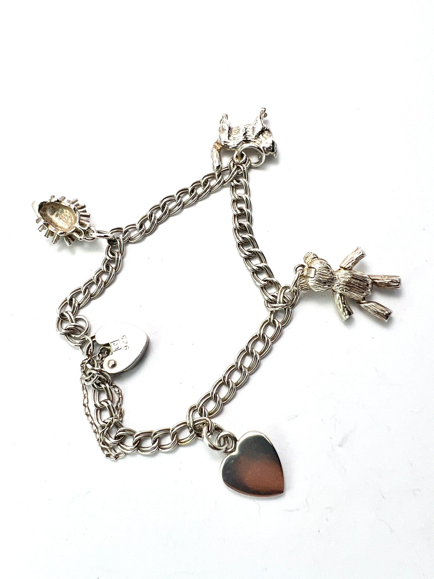 Vintage Sterling Silver Link Chain Padlock Bracelet