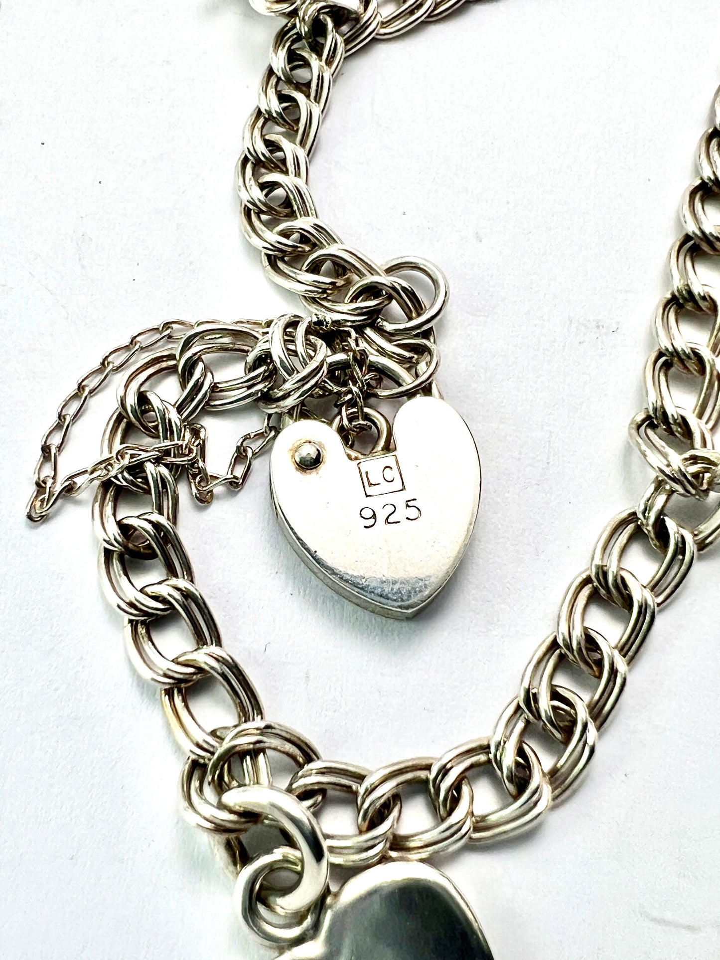 Vintage Sterling Silver Link Chain Padlock Bracelet