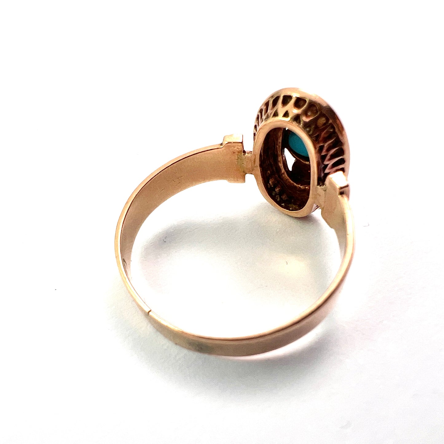 Victorian Turquoise and Pearl Ring 14CT Gold