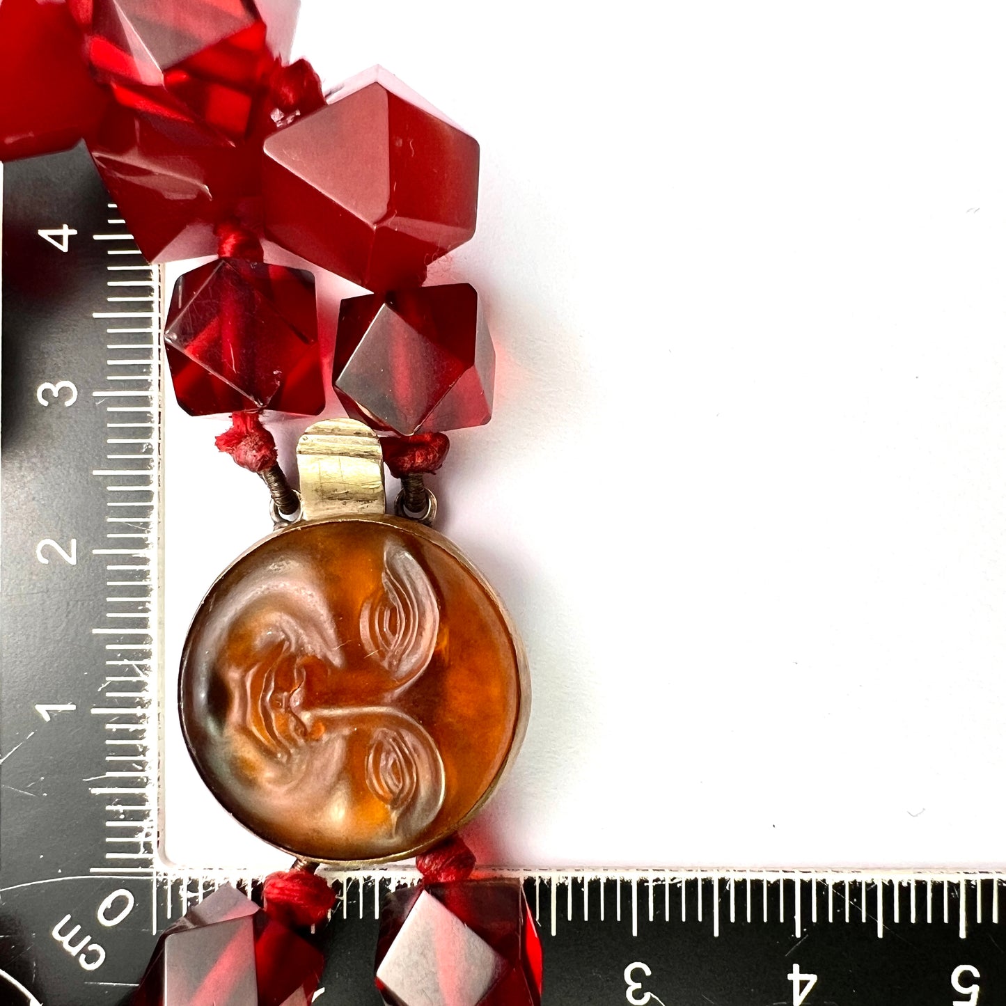 Vintage Man in the Moon Cherry Amber Resin Bracelet