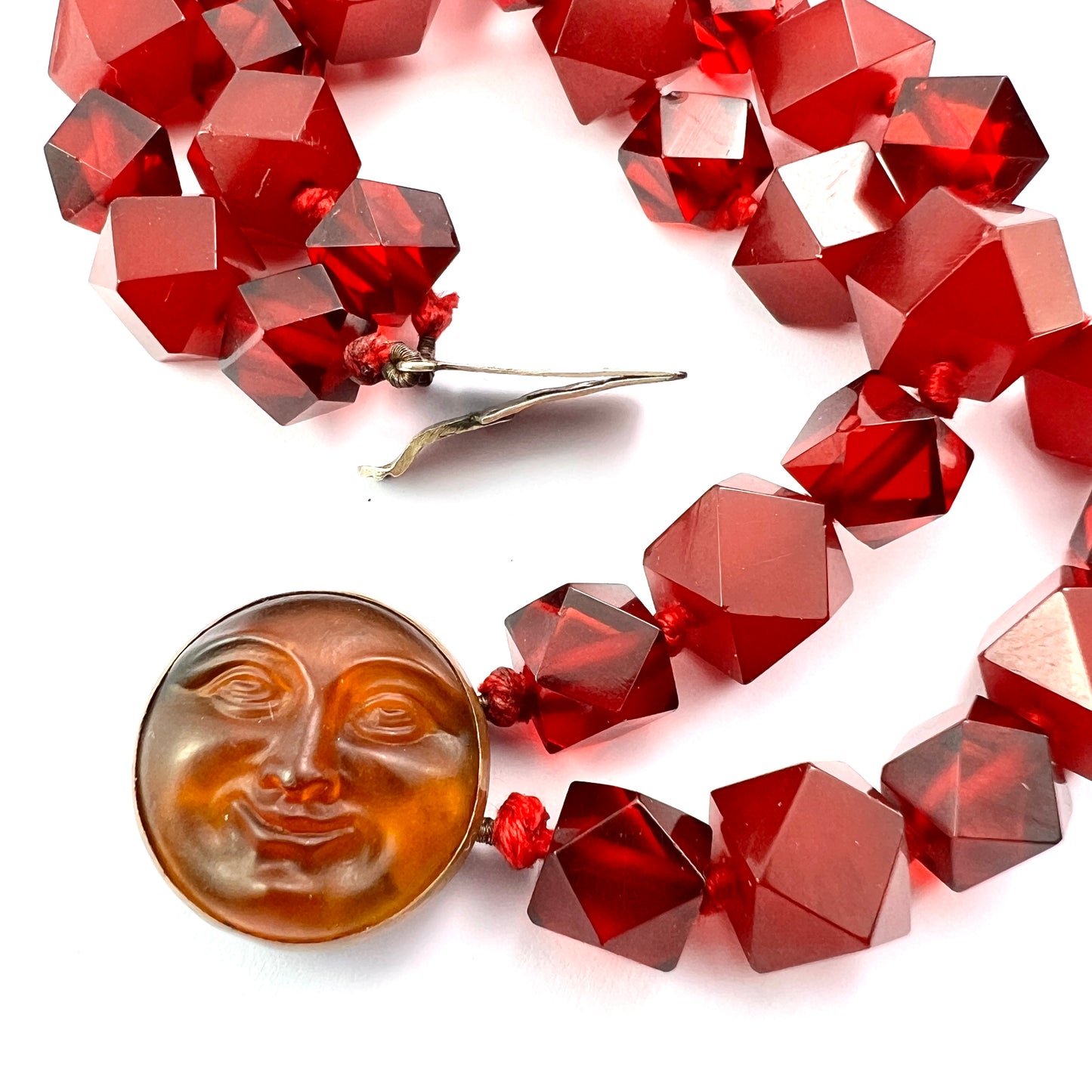 Vintage Man in the Moon Cherry Amber Resin Bracelet