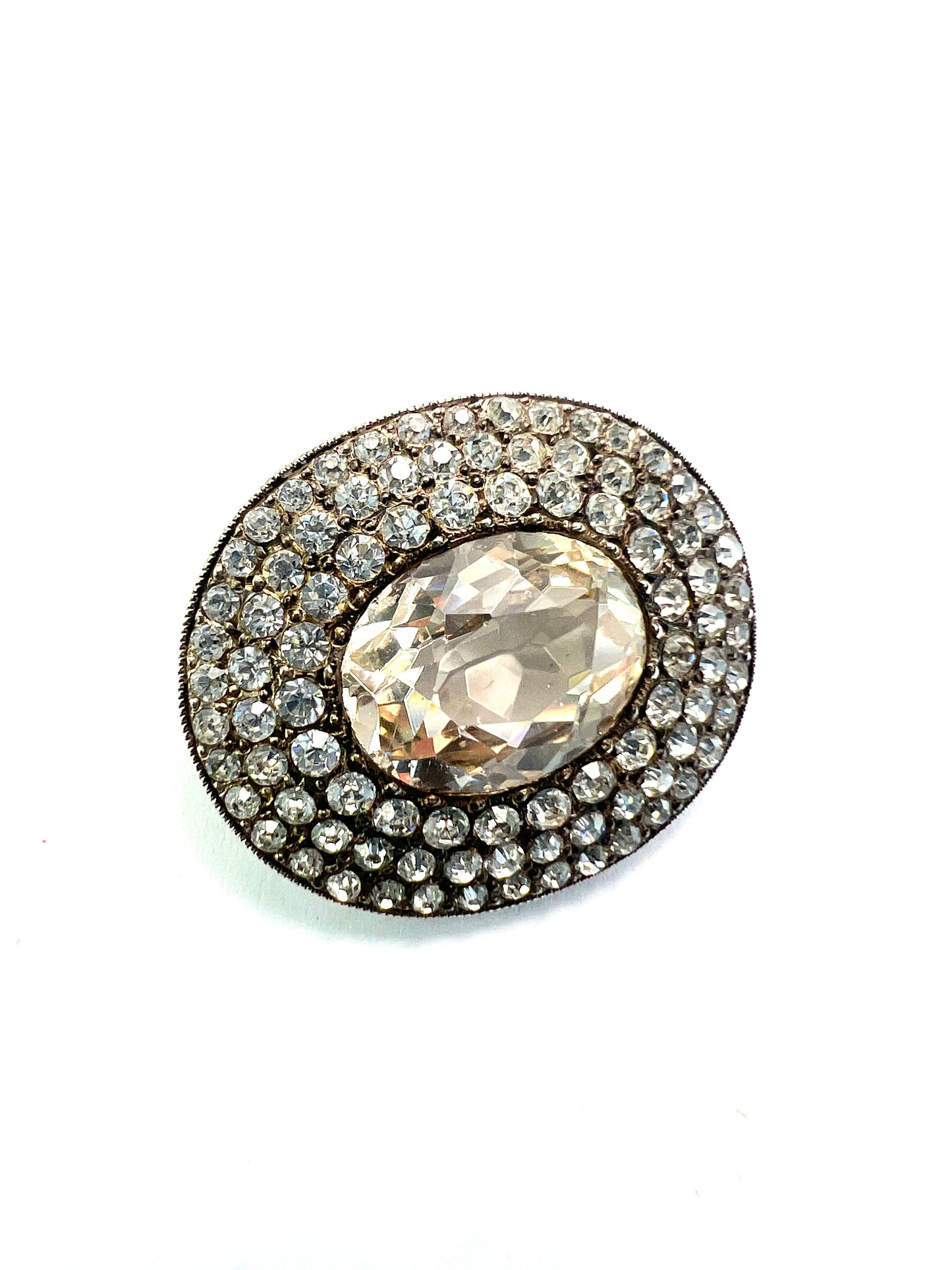 Edwardian Silver Paste Brooch Pin