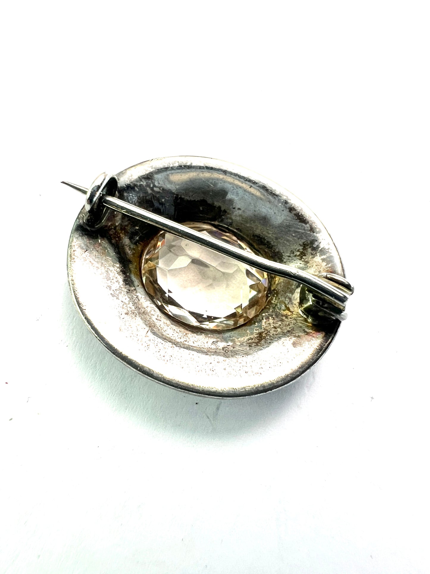 Edwardian Silver Paste Brooch Pin