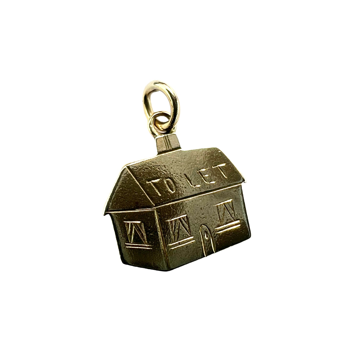 Vintage Solid 9CT Gold 2D House To Let Pendant