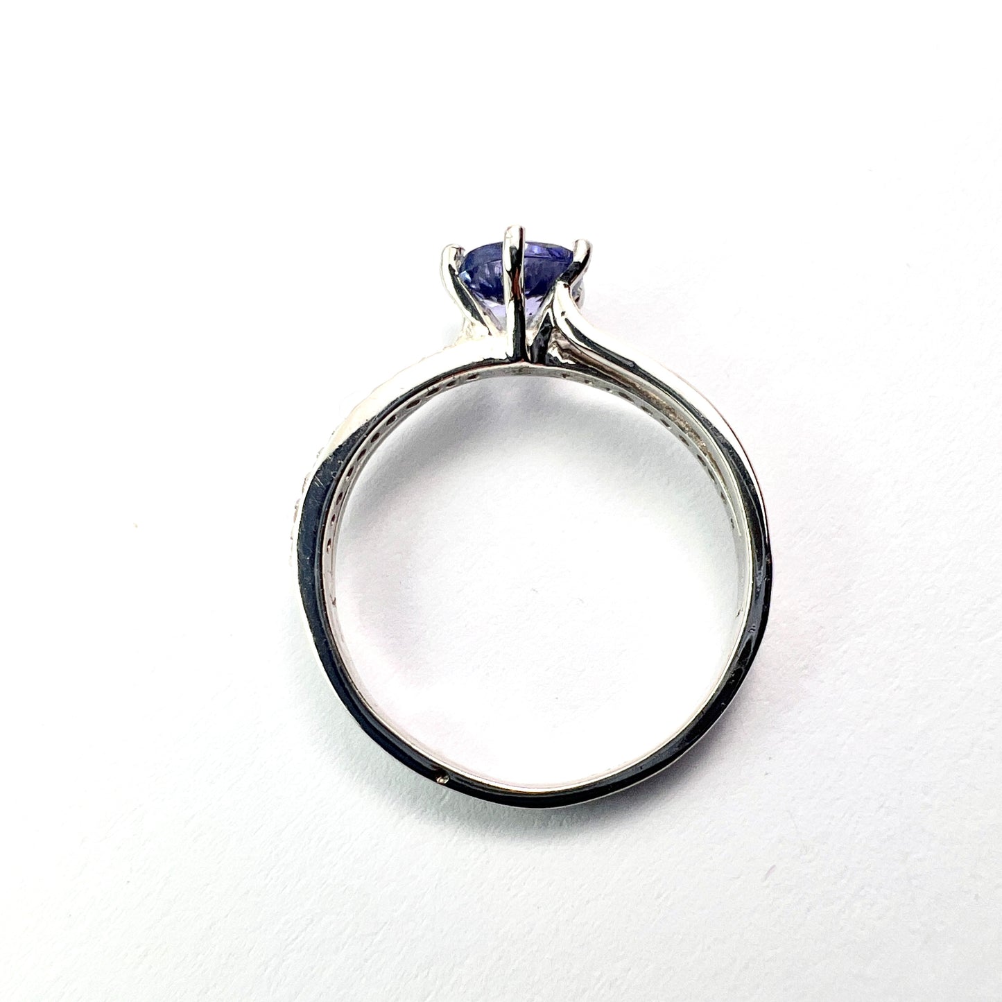 Vintage Tanzanite and Diamond 14CT White Gold Ring