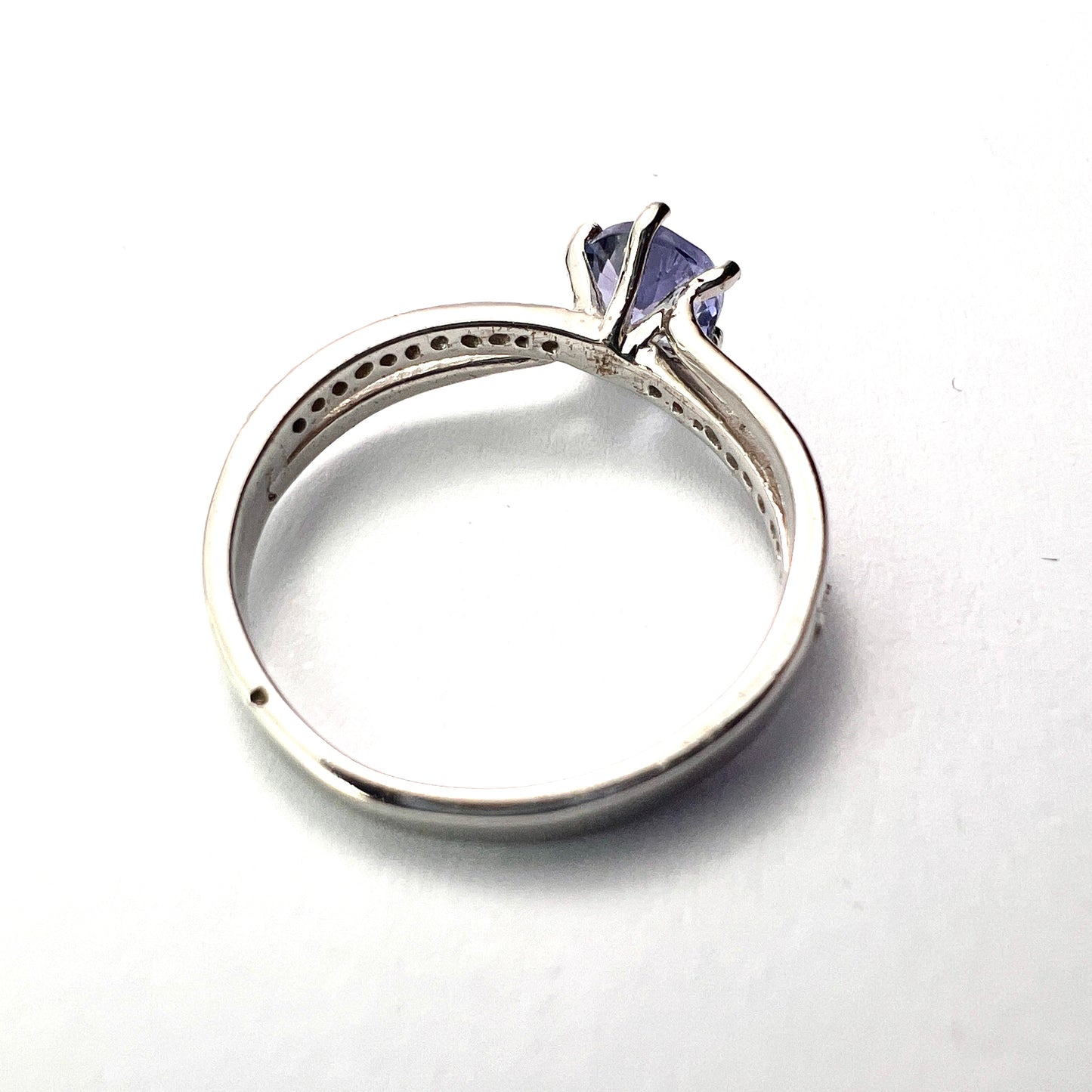Vintage Tanzanite and Diamond 14CT White Gold Ring