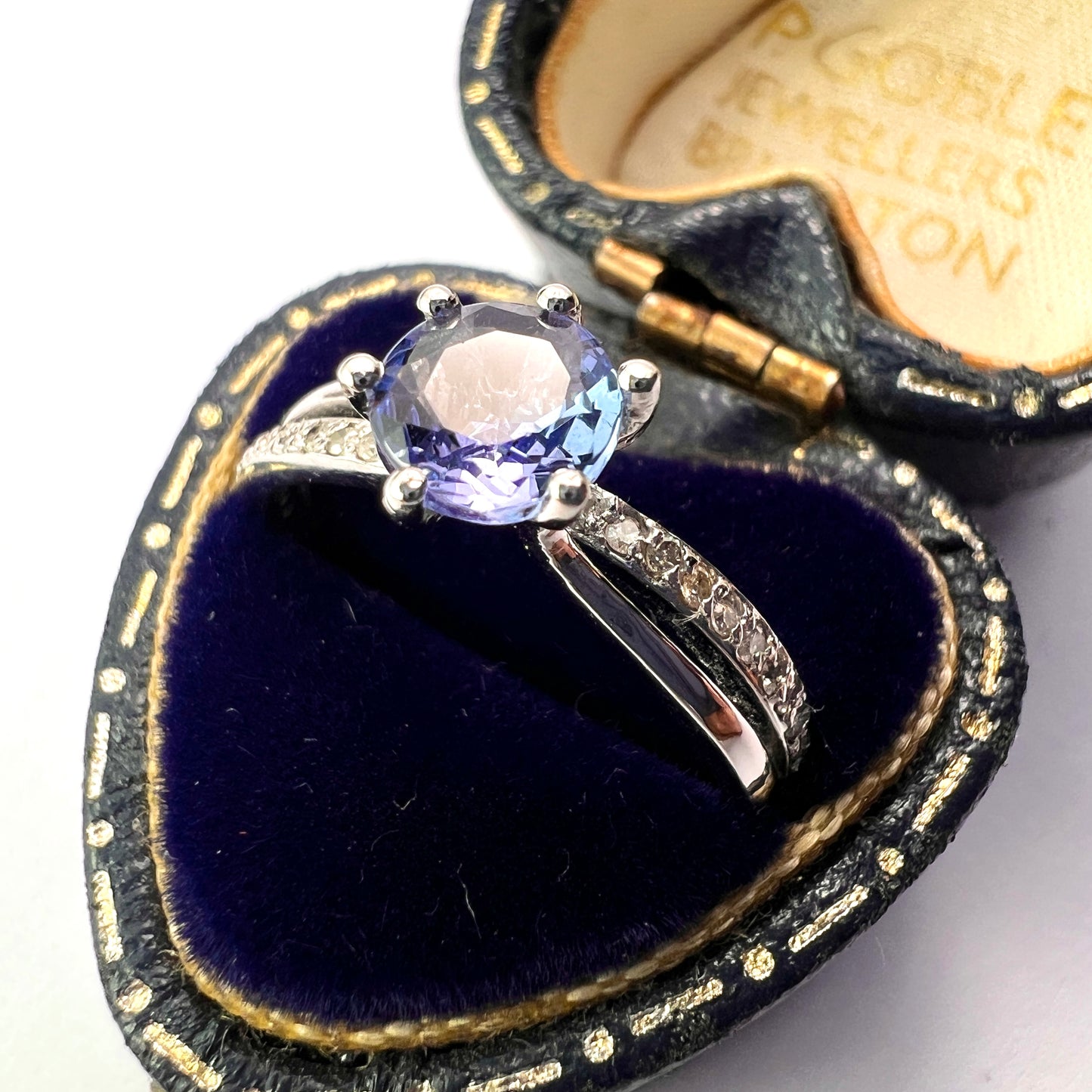 Vintage Tanzanite and Diamond 14CT White Gold Ring