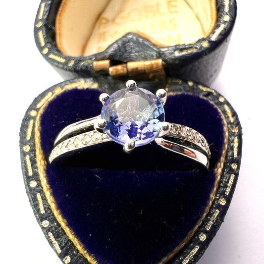 Vintage Tanzanite and Diamond 14CT White Gold Ring