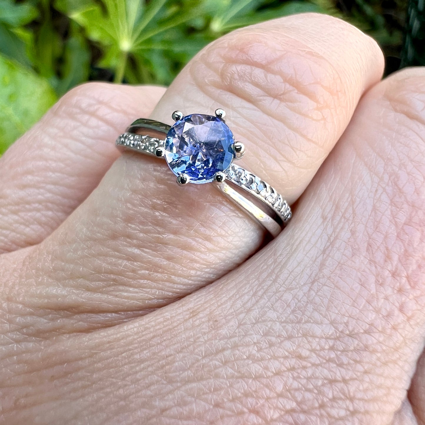 Vintage Tanzanite and Diamond 14CT White Gold Ring