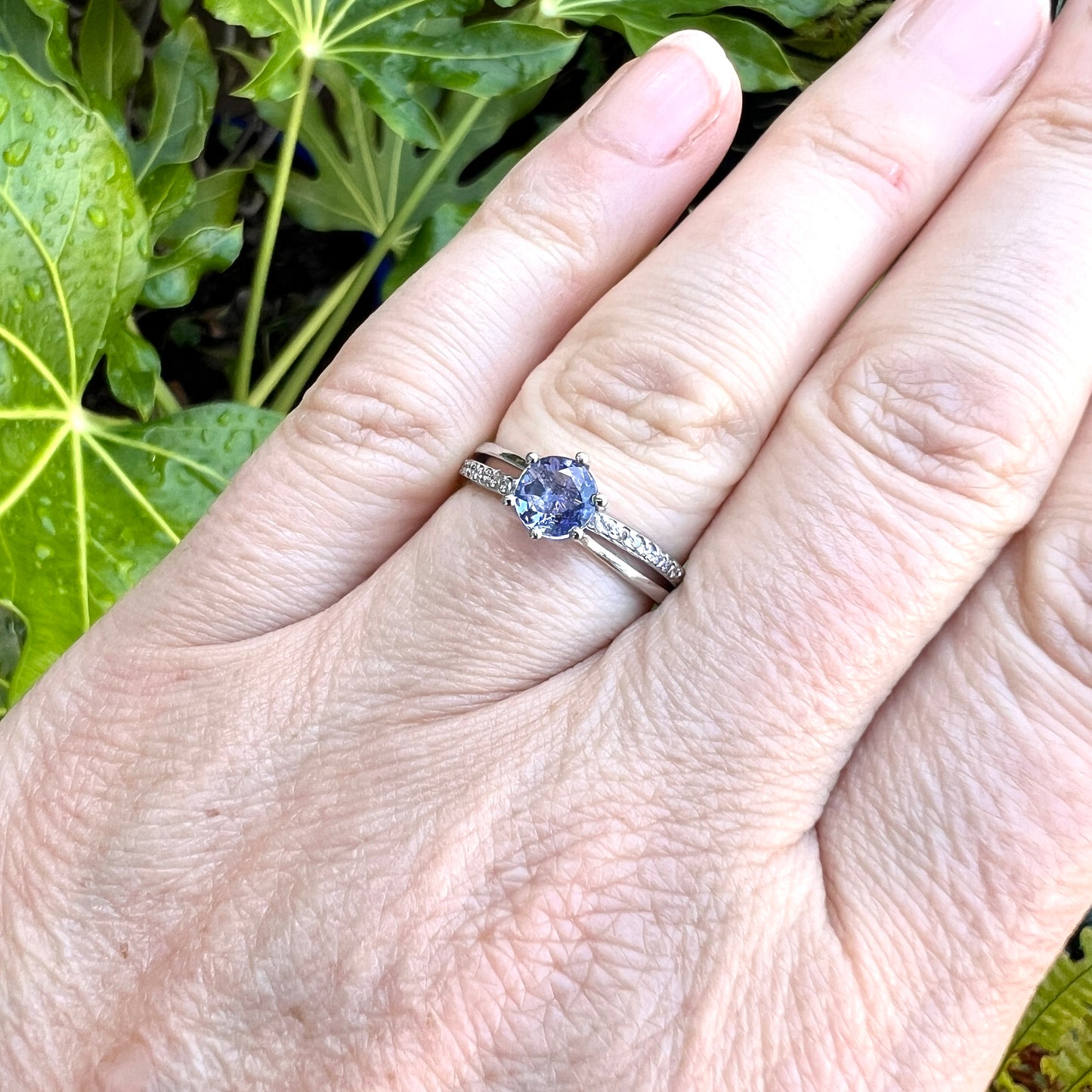 Vintage Tanzanite and Diamond 14CT White Gold Ring