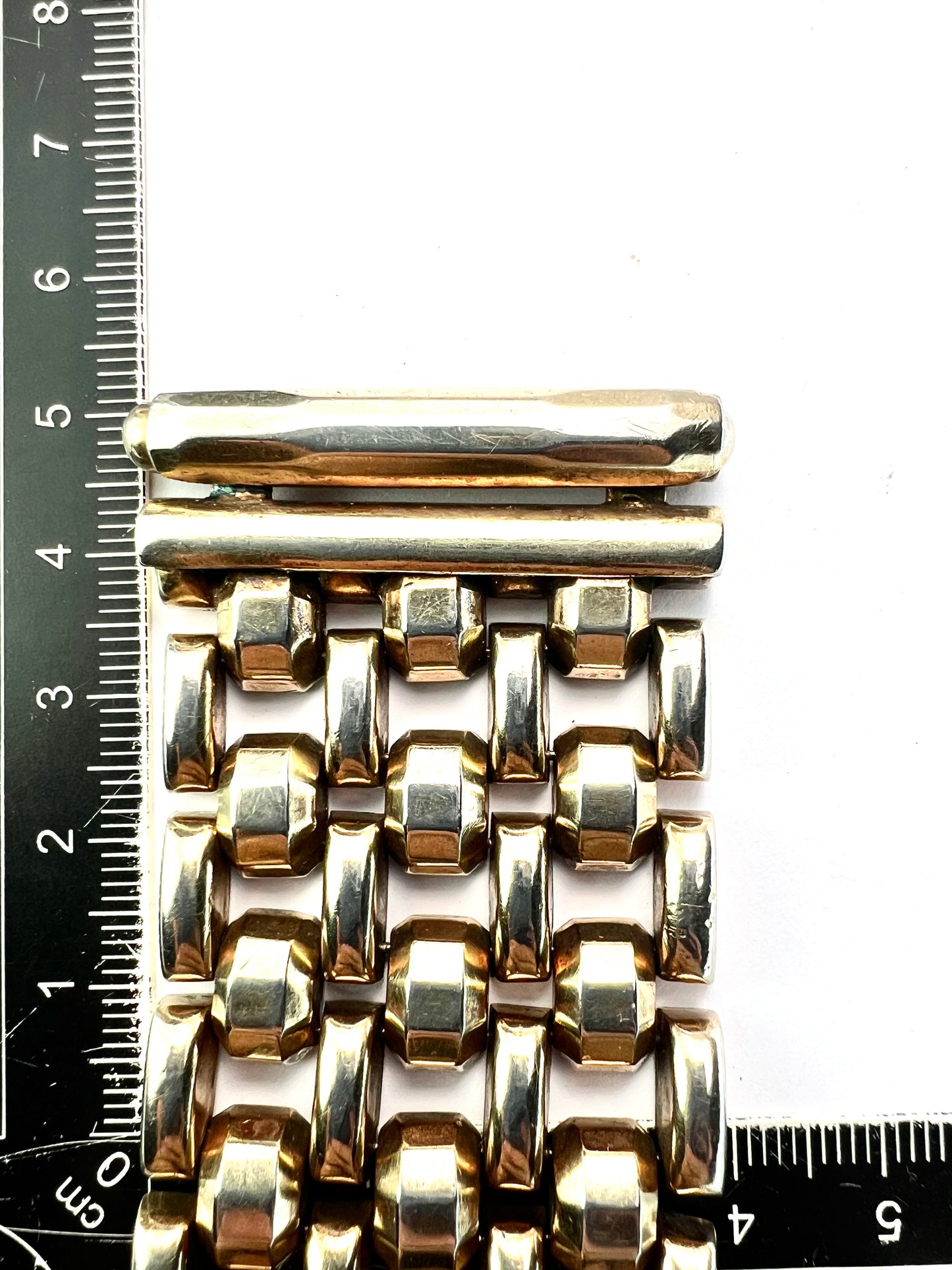 Heavy Vintage Silver Gilt Cuff Bracelet