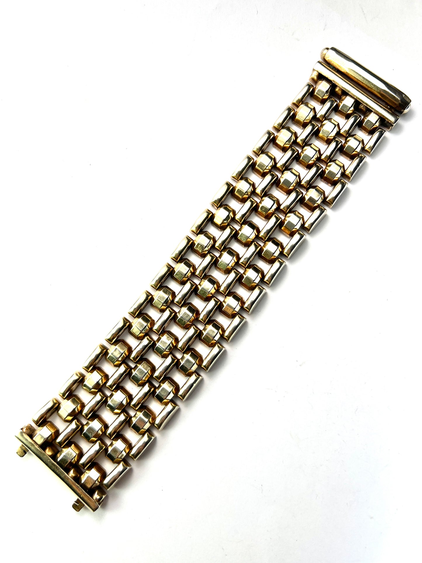 Heavy Vintage Silver Gilt Cuff Bracelet