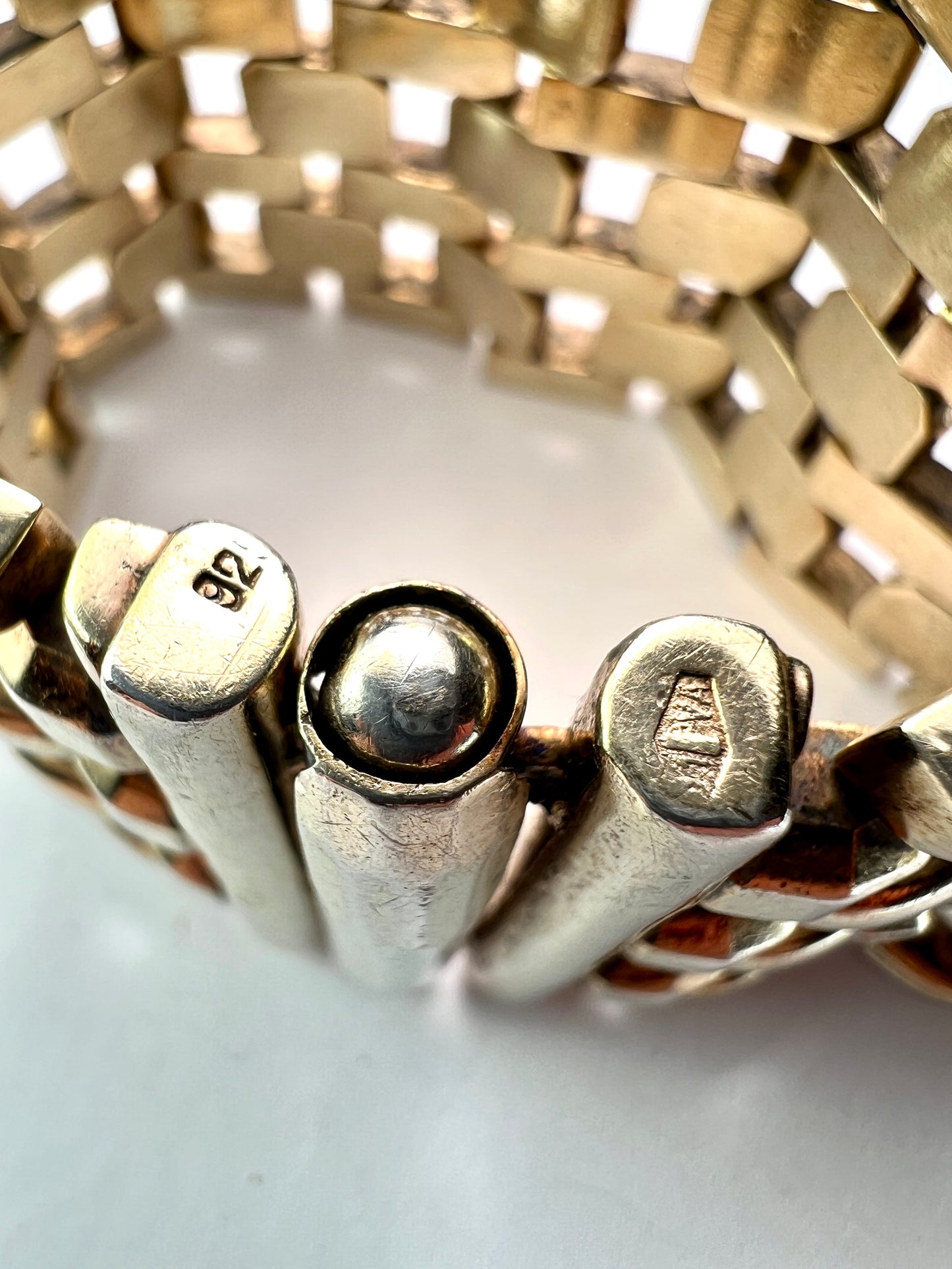 Heavy Vintage Silver Gilt Cuff Bracelet