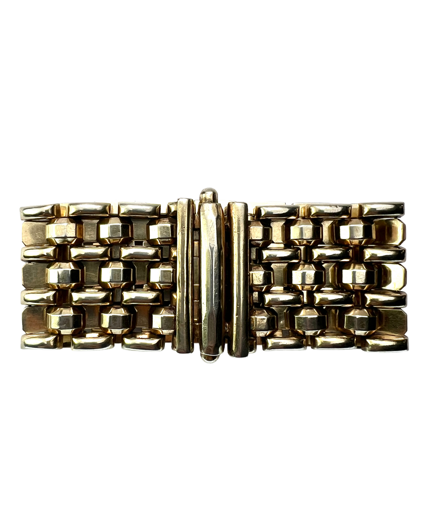 Heavy Vintage Silver Gilt Cuff Bracelet