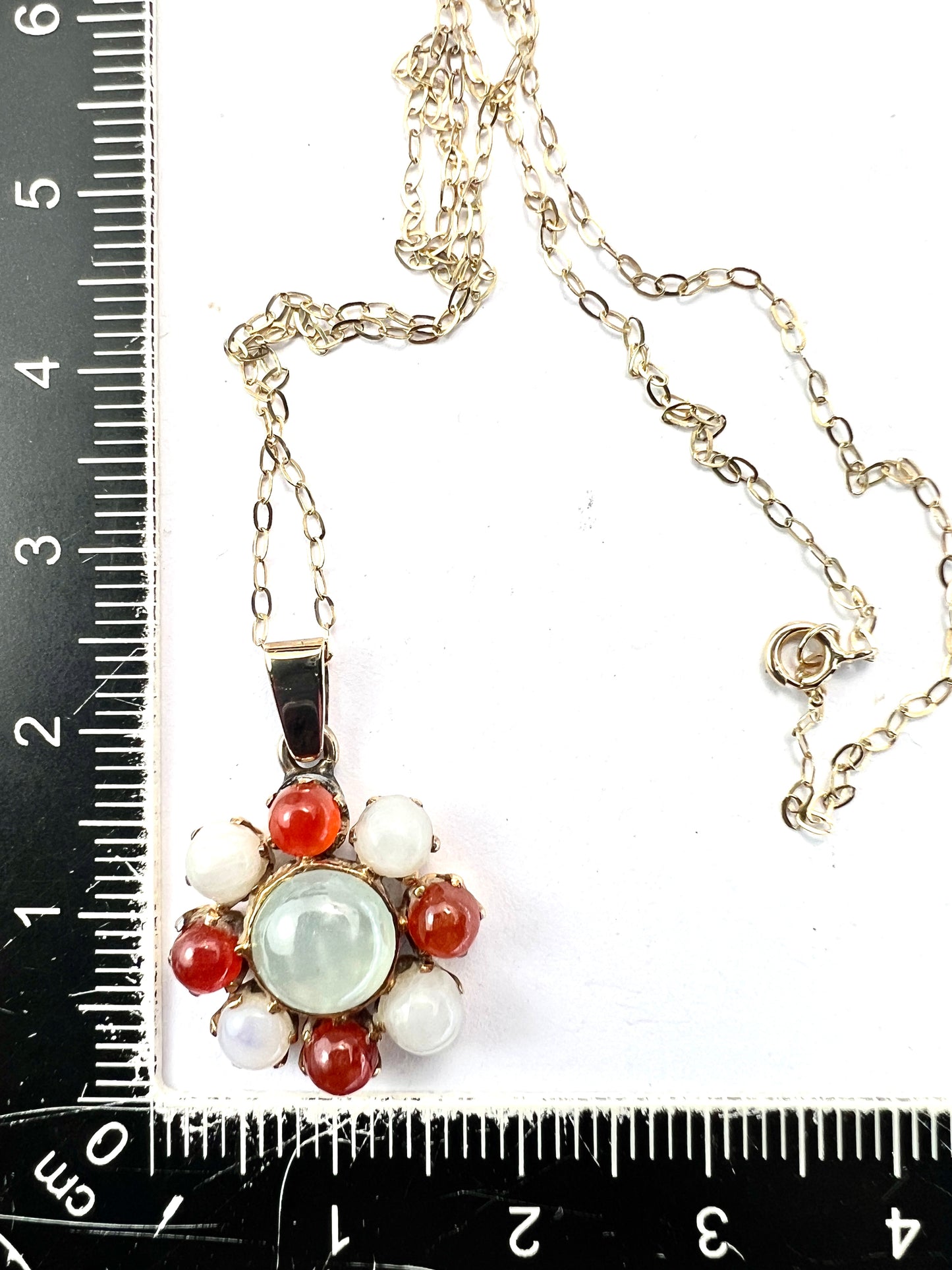 Vintage Gold Carnelian Cluster Pendant and Chain Necklace