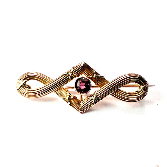 Edwardian 9CT Gold Garnet Brooch