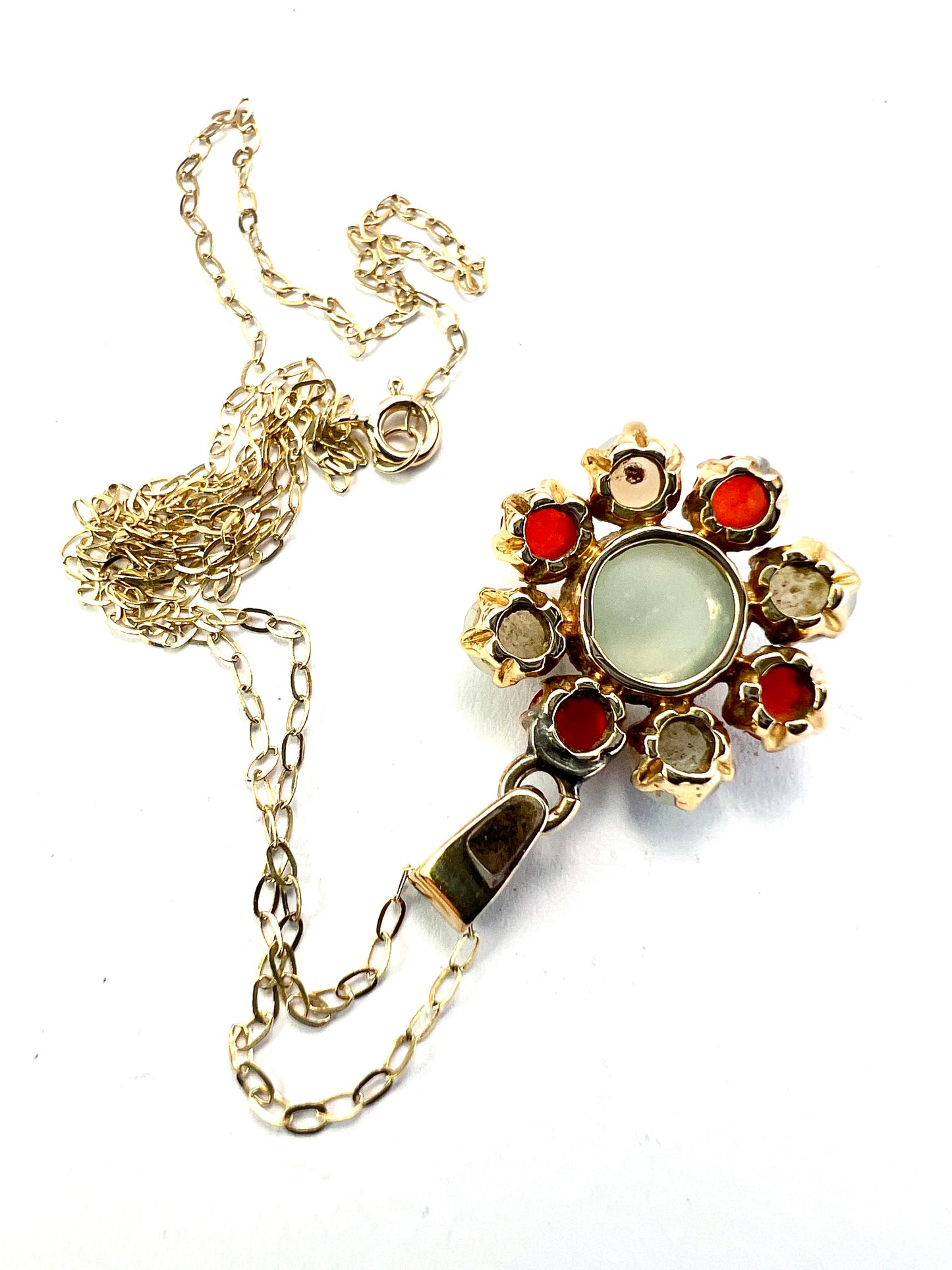Vintage Gold Carnelian Cluster Pendant and Chain Necklace