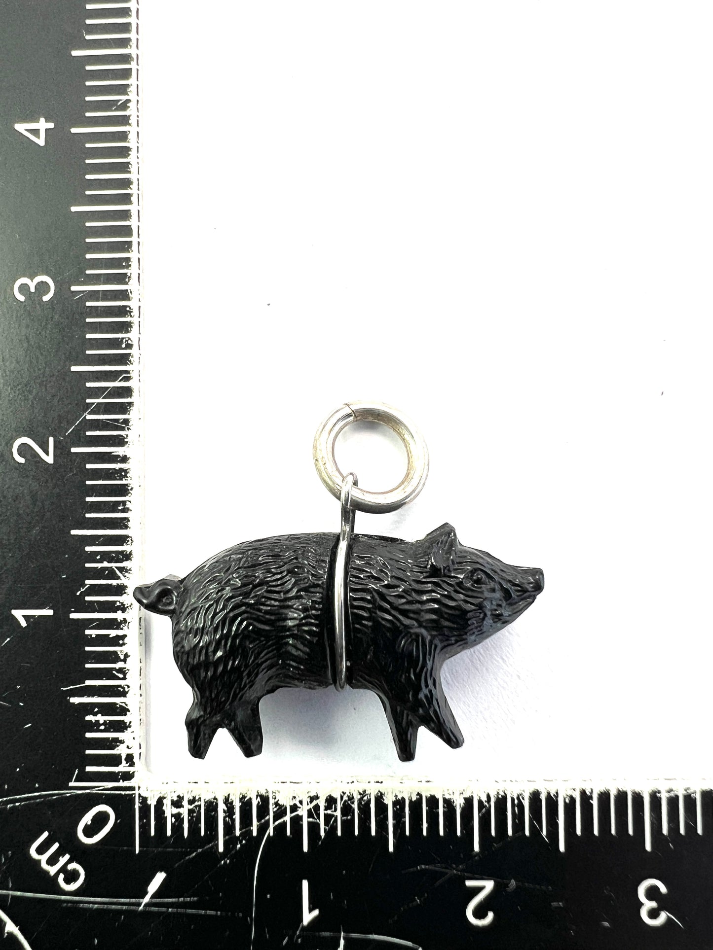 Rare Antique Glass Lucky Pig Silver Charm Pendant