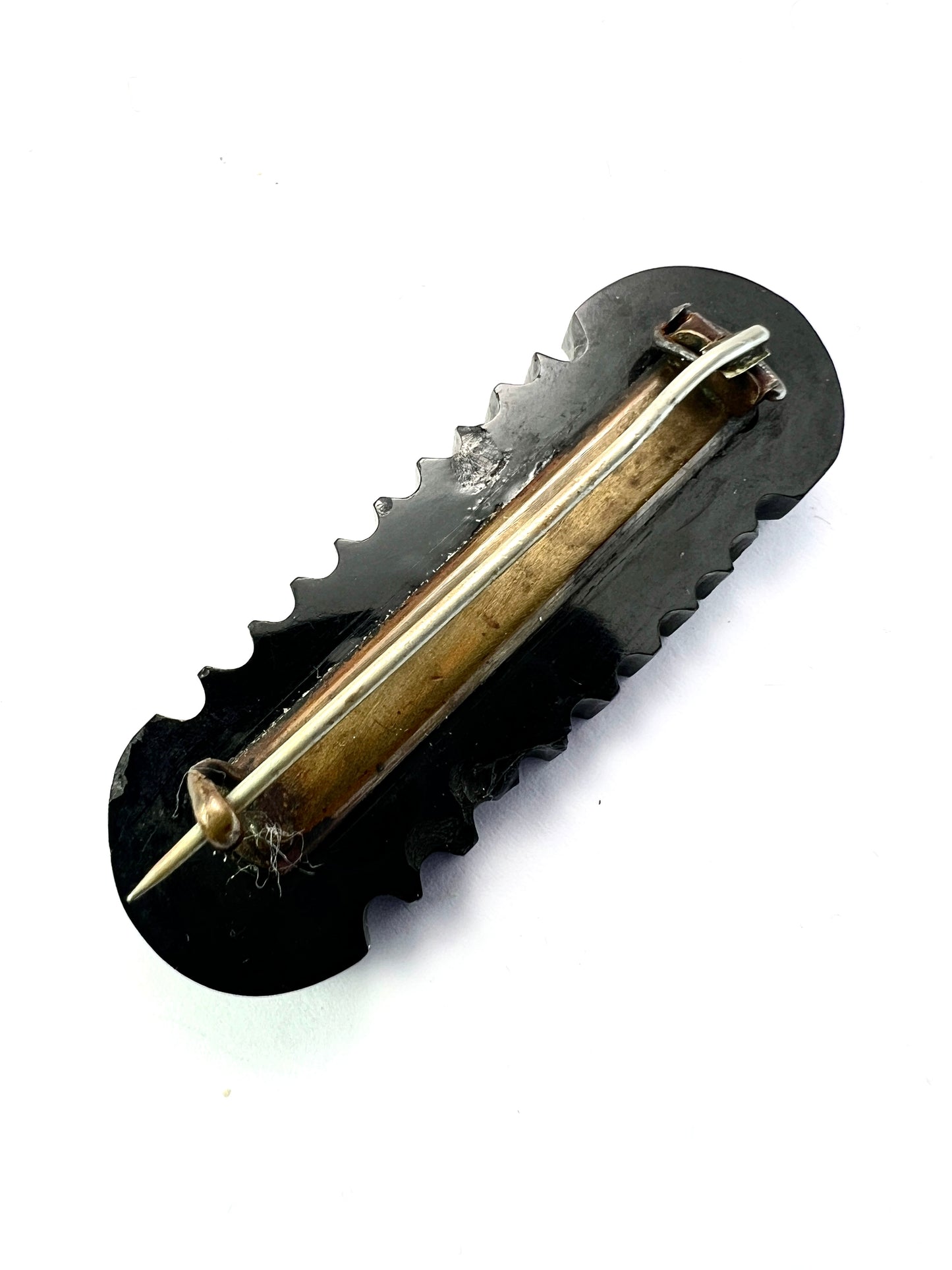 Victorian Carved Whitby Jet "Mother" Brooch