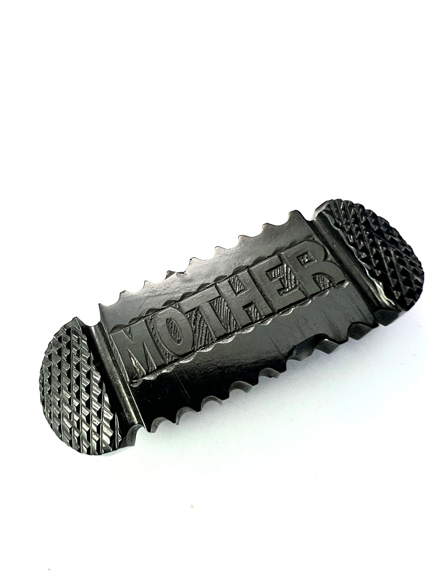 Victorian Carved Whitby Jet "Mother" Brooch