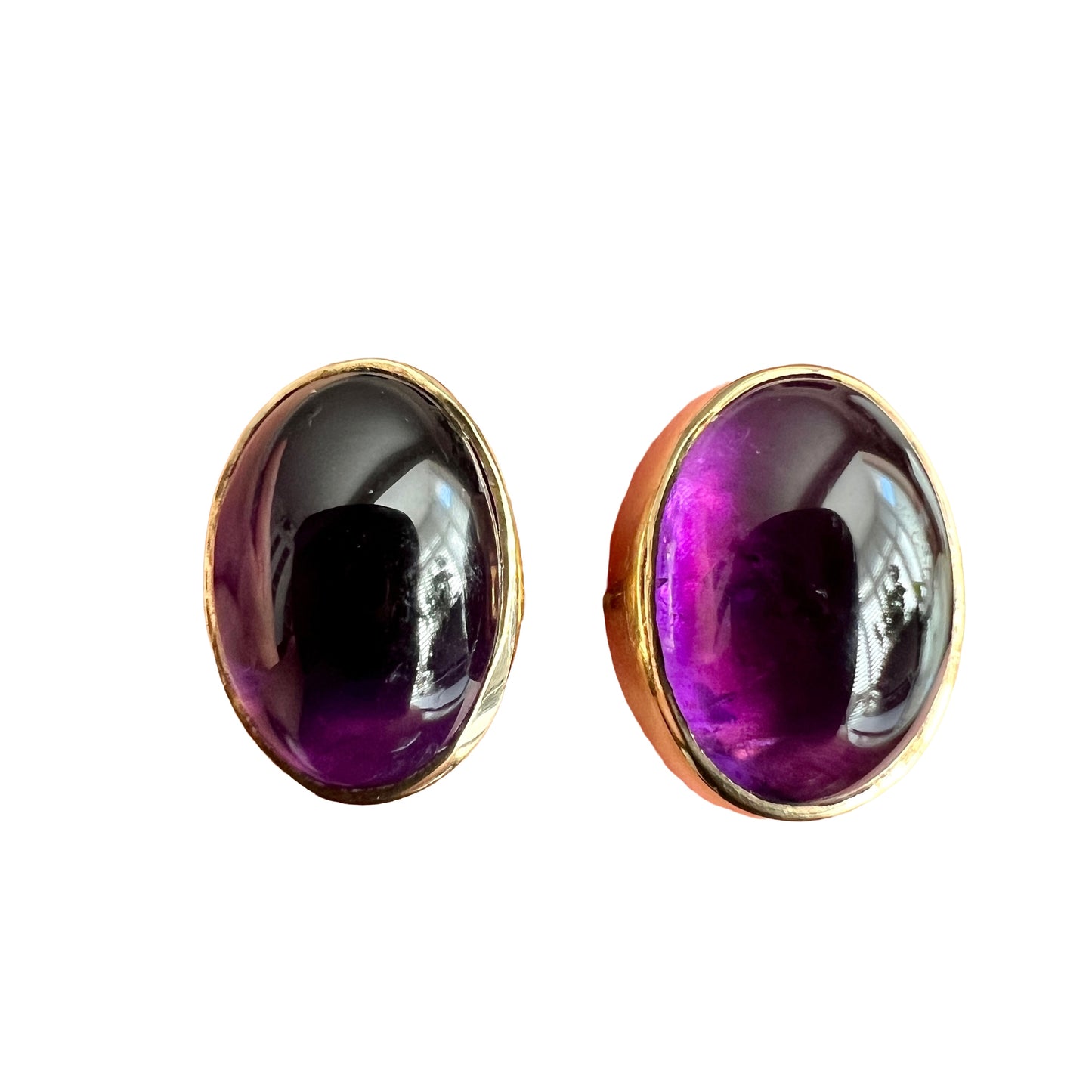 Vintage 9CT Gold Amethyst Hinged Cufflinks