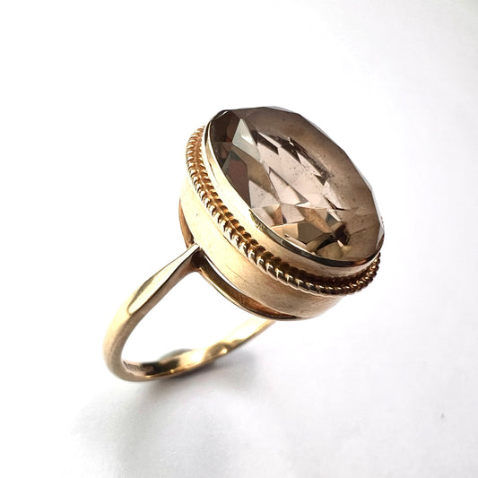 Vintage 9CT Gold Smoky Quartz Ring